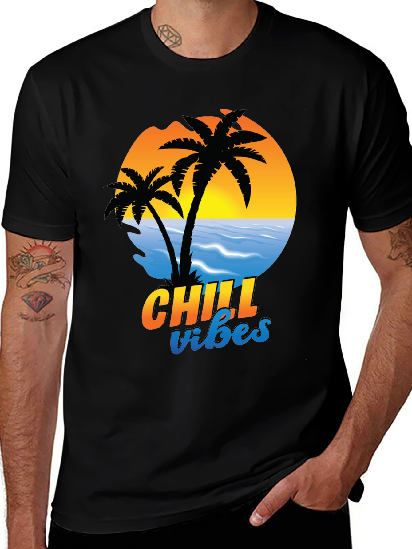 Variant 18 of Chill Vibes Graphic Tee - Black Cotton T-Shirt