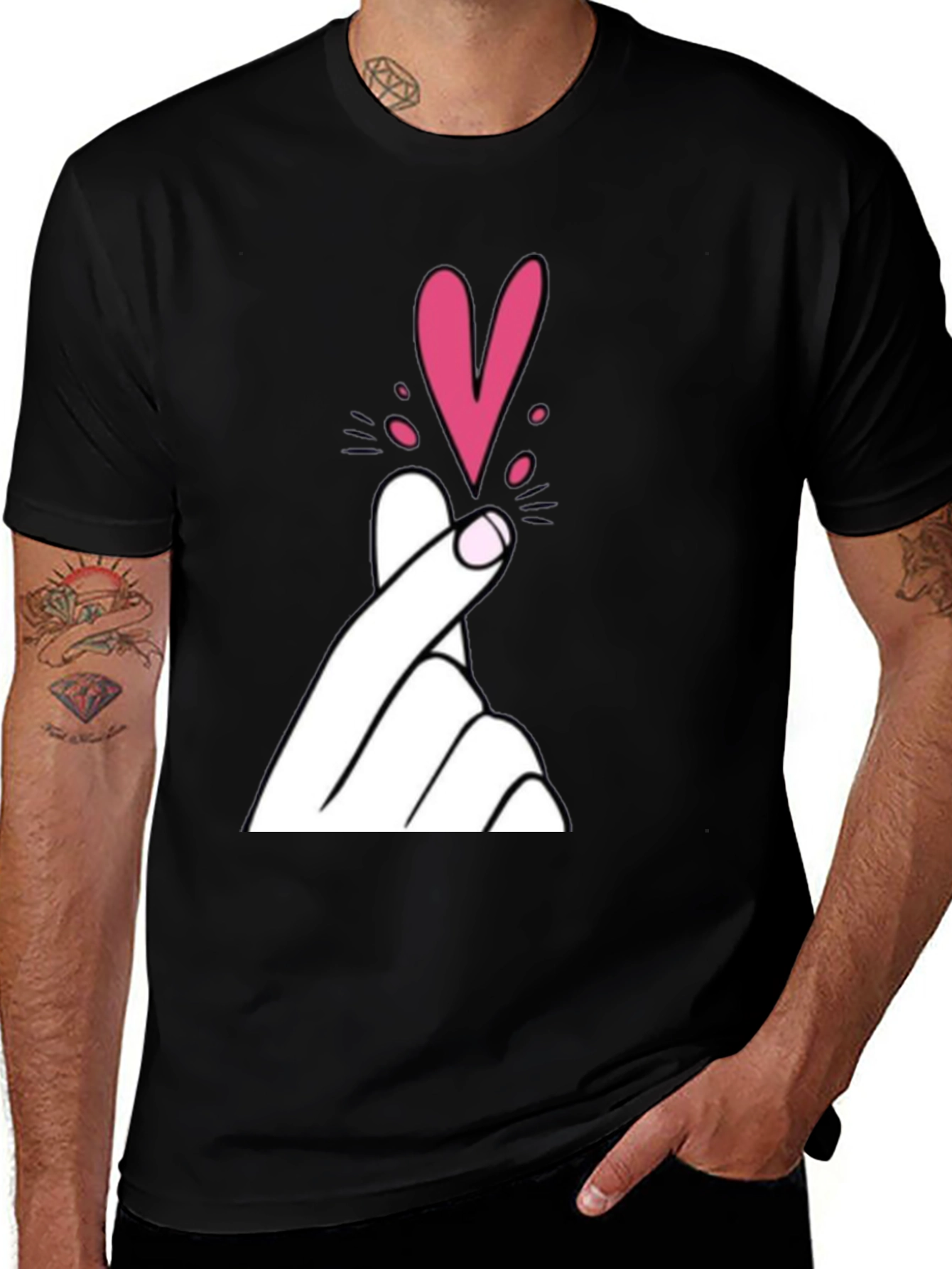 Variant 22 of Heart Finger Gesture Graphic Tee - Stylish Casual Shirt