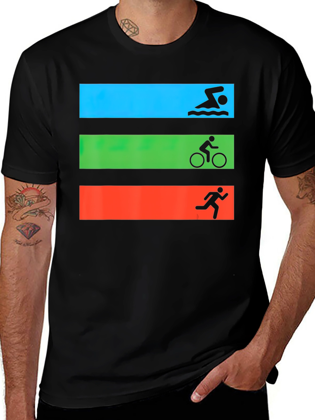 Variant 10 of Triathlon T-Shirt - Swim, Bike, Run
