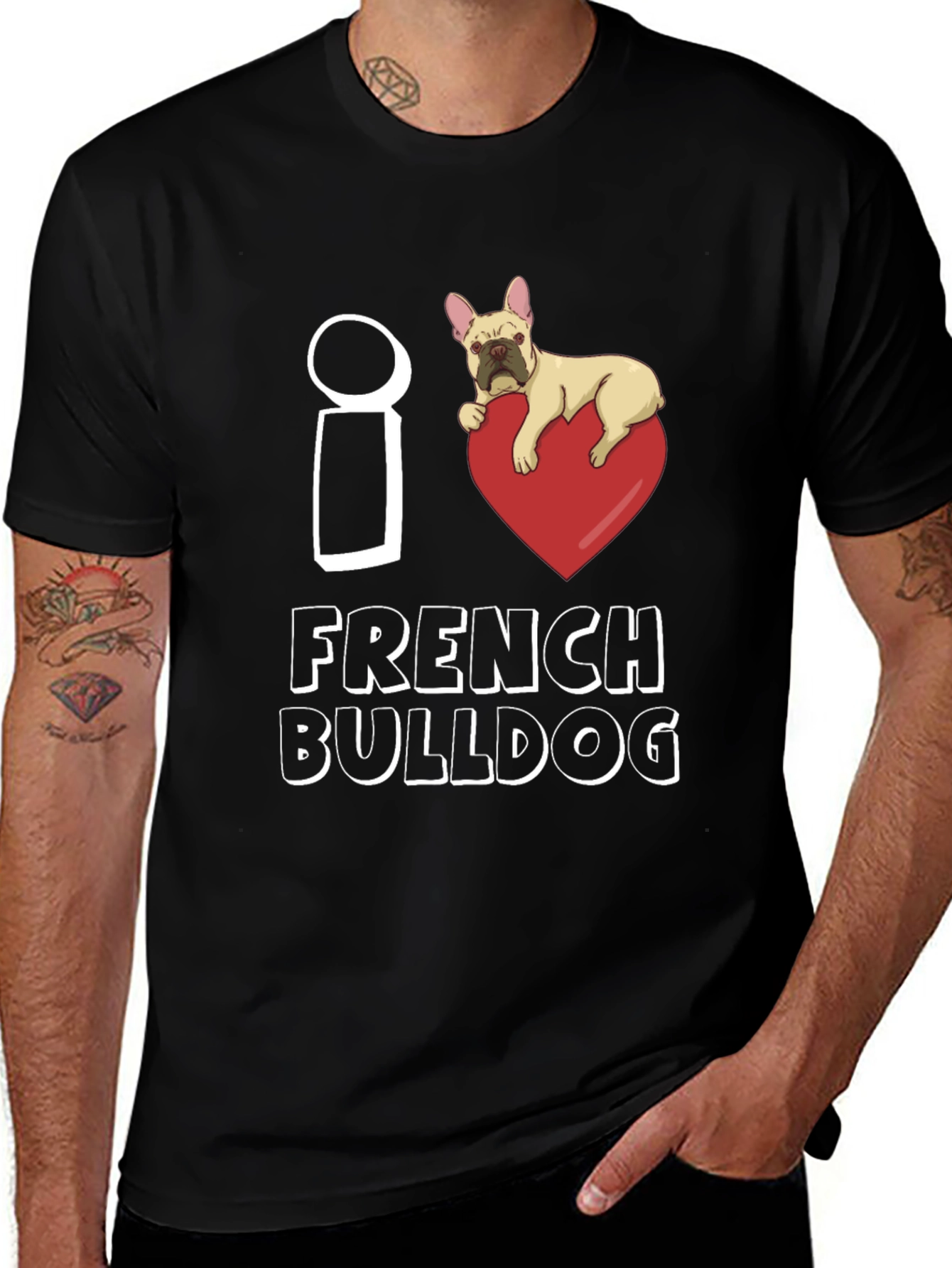 Black I Heart French Bulldog Graphic Tee - Black main image