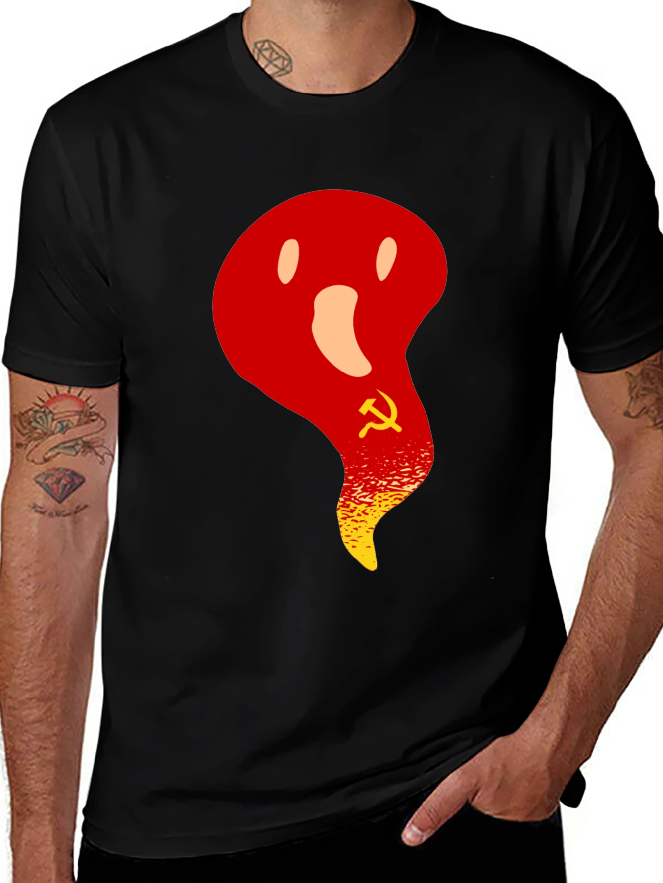 Variant 21 of Spooky Red Ghost with Hammer & Sickle T-Shirt