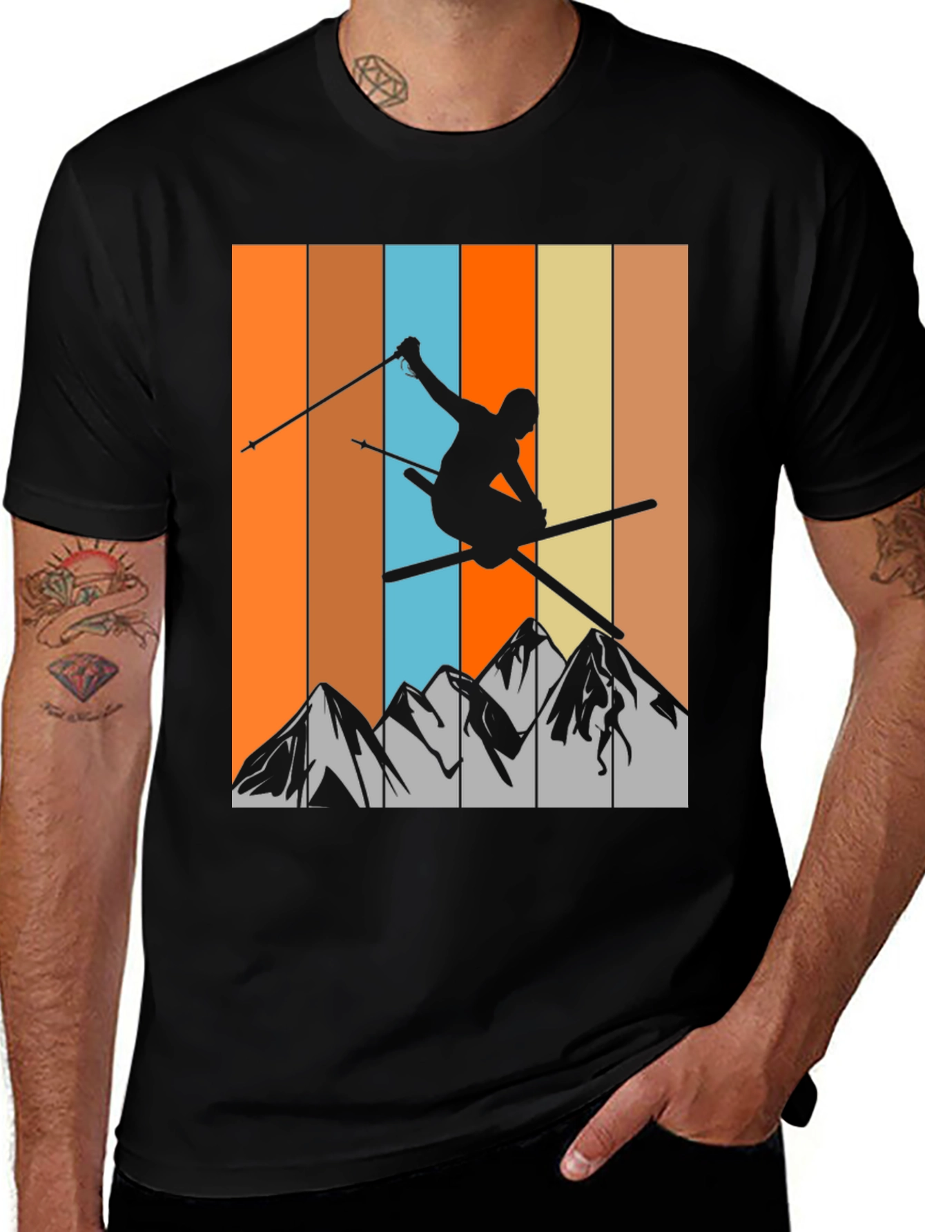 Variant 20 of Retro Skiing T-Shirt - Mountain Silhouette Tee