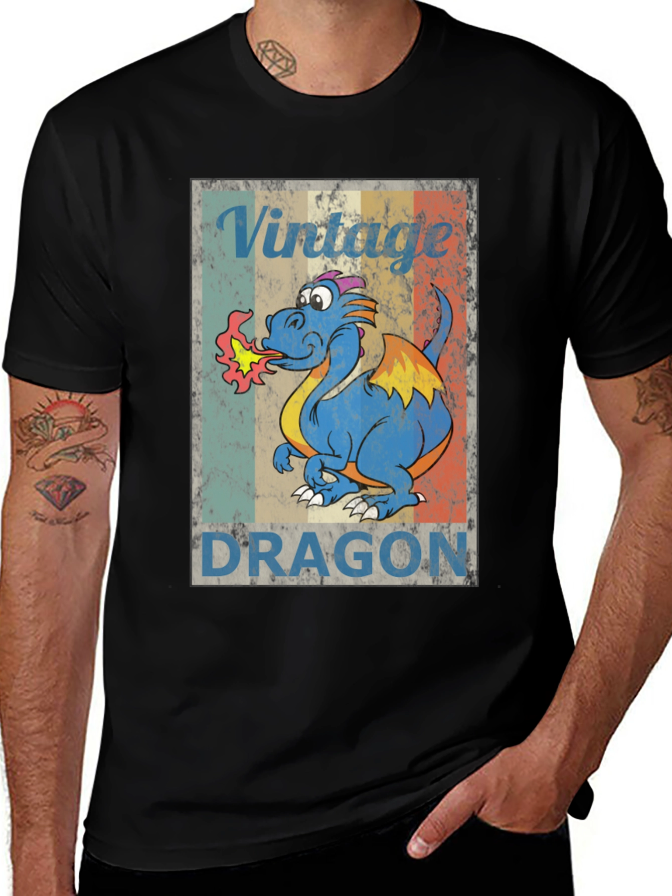 Variant 24 of Vintage Dragon T-Shirt - Retro Cartoon Style Tee