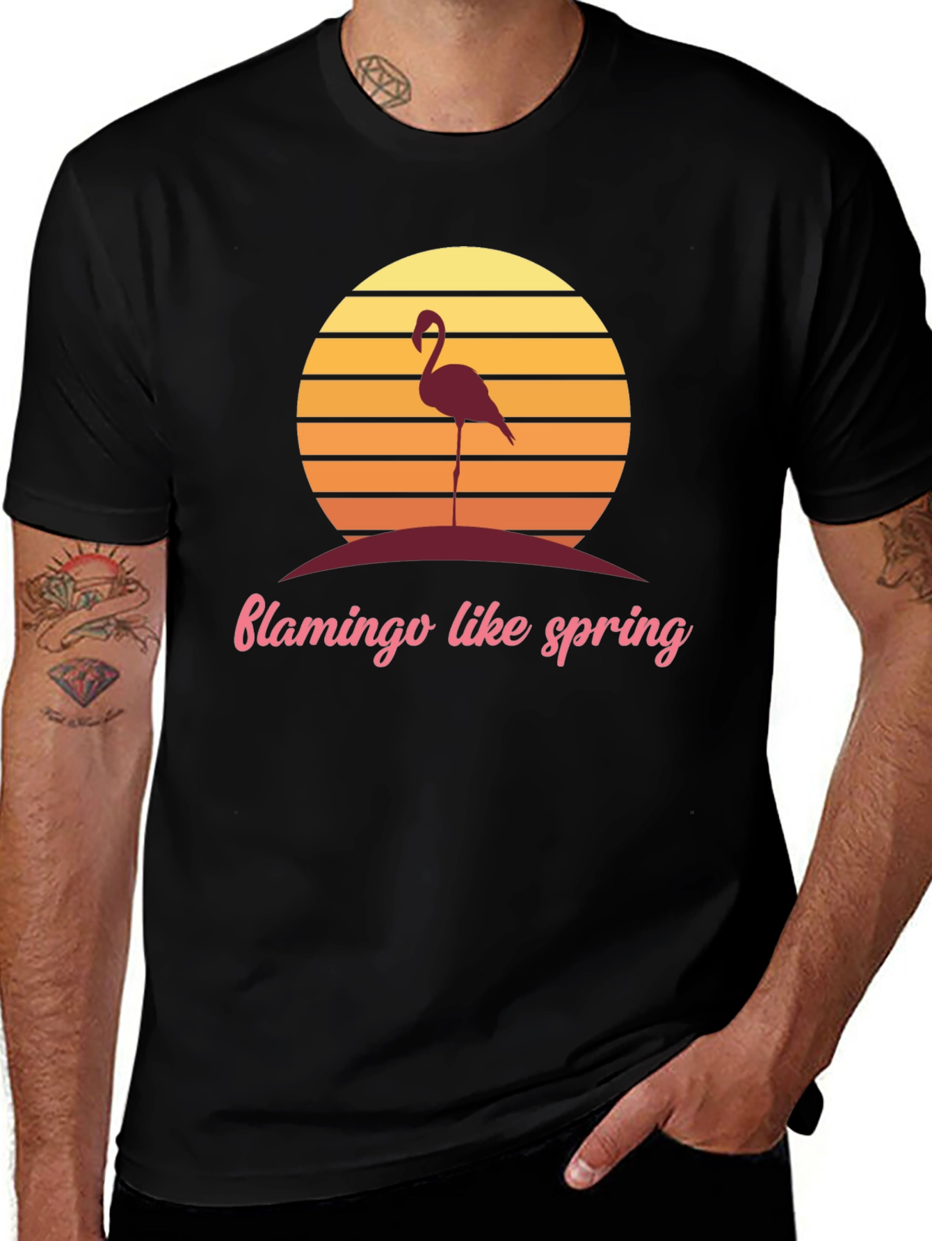 Variant 27 of Retro Flamingo T-Shirt - Spring Vibes