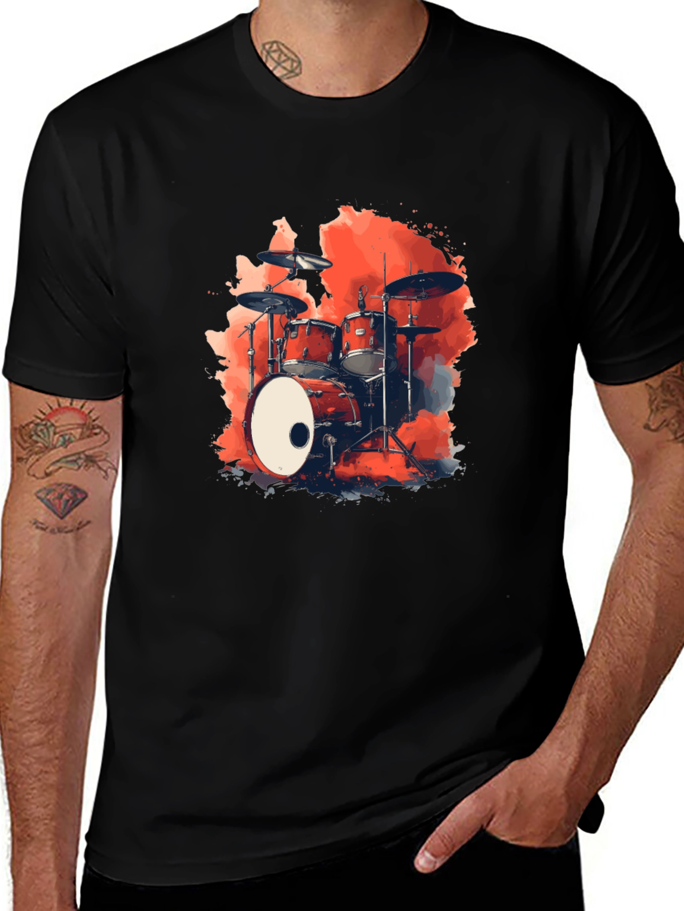 Variant 26 of Drum Kit Graphic Black T-Shirt