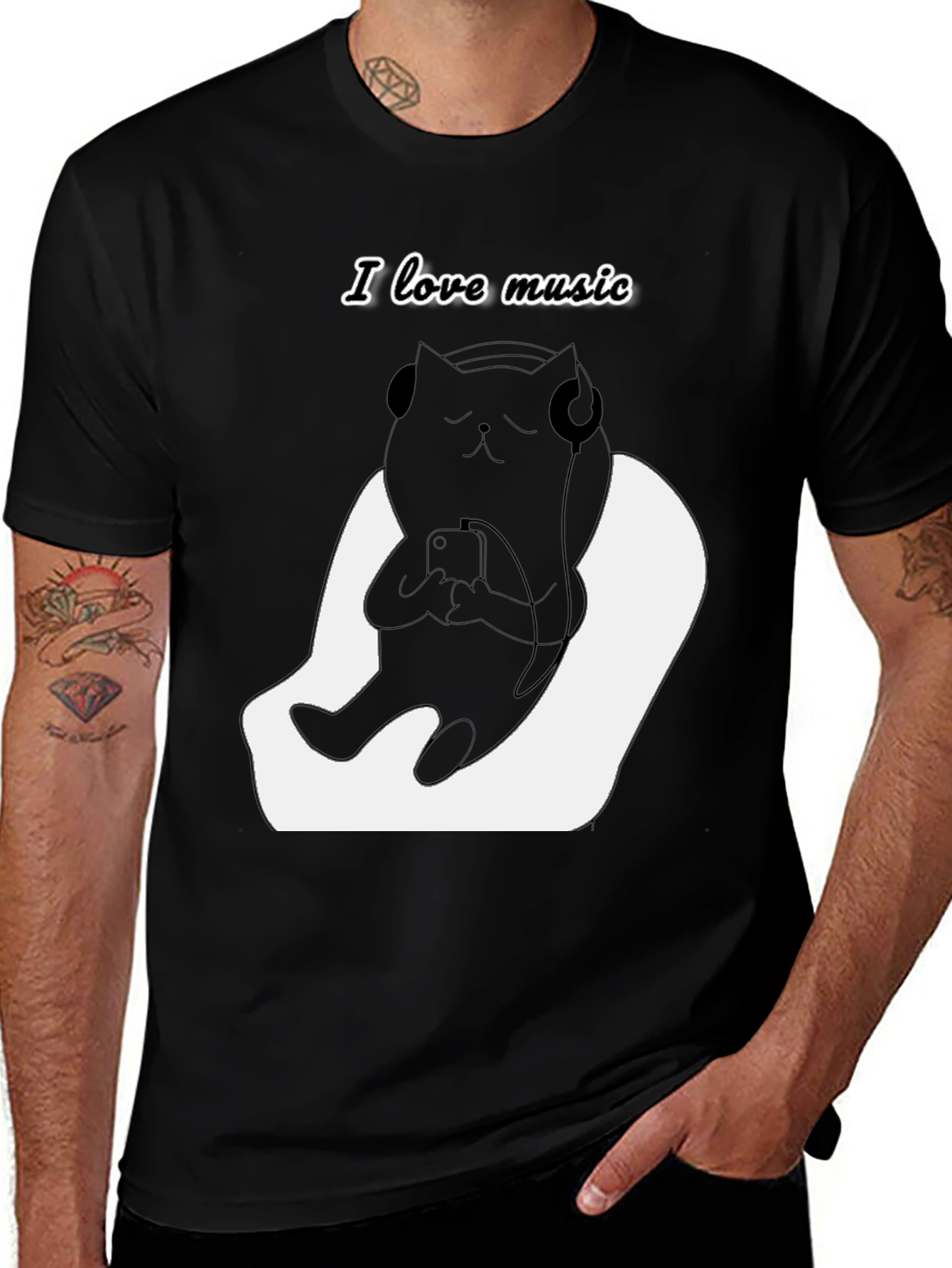 Variant 19 of Cat Music Lover Graphic Tee