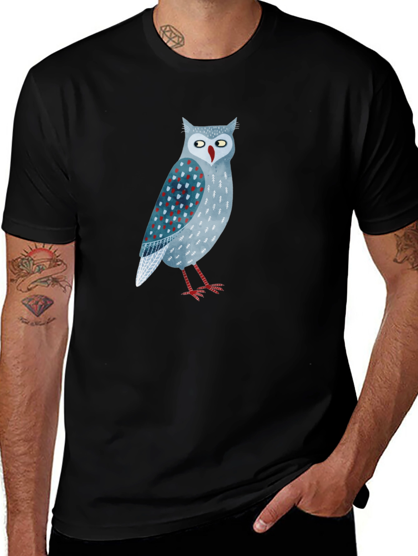 Variant 21 of Owl Graphic Print Black T-Shirt
