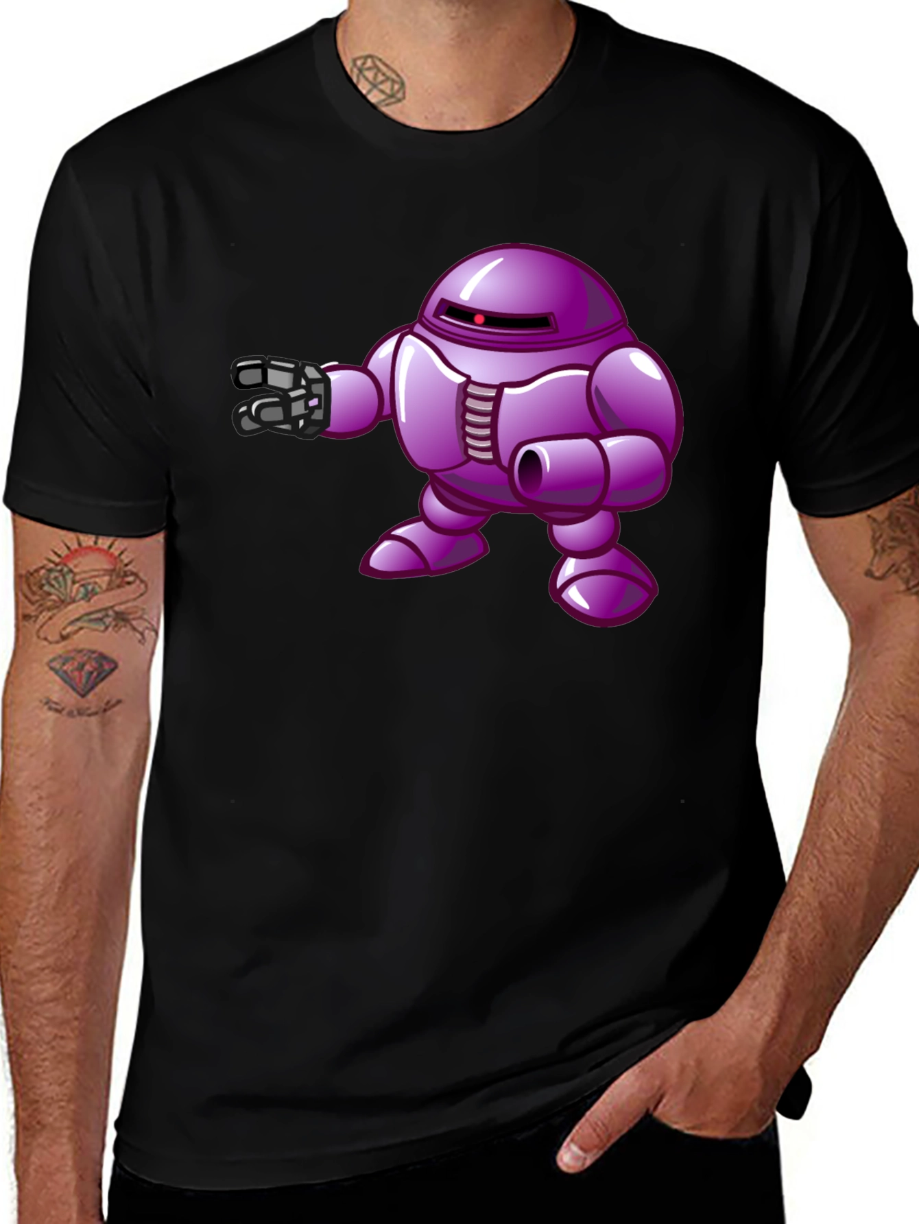 Variant 2 of Purple Robot Graphic T-Shirt
