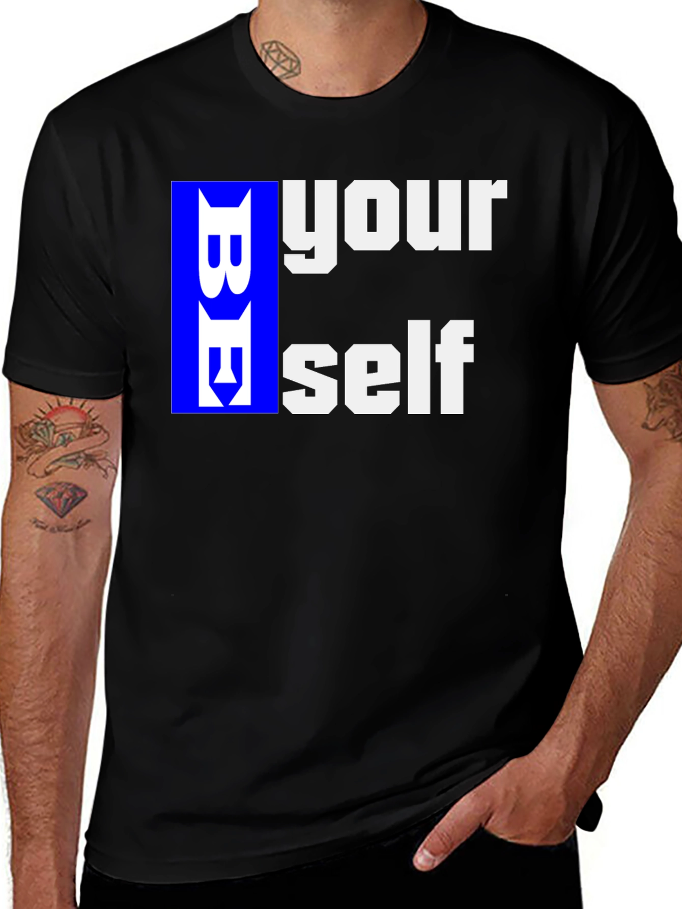 Variant 23 of Be Yourself Graphic T-Shirt - Black Casual Tee