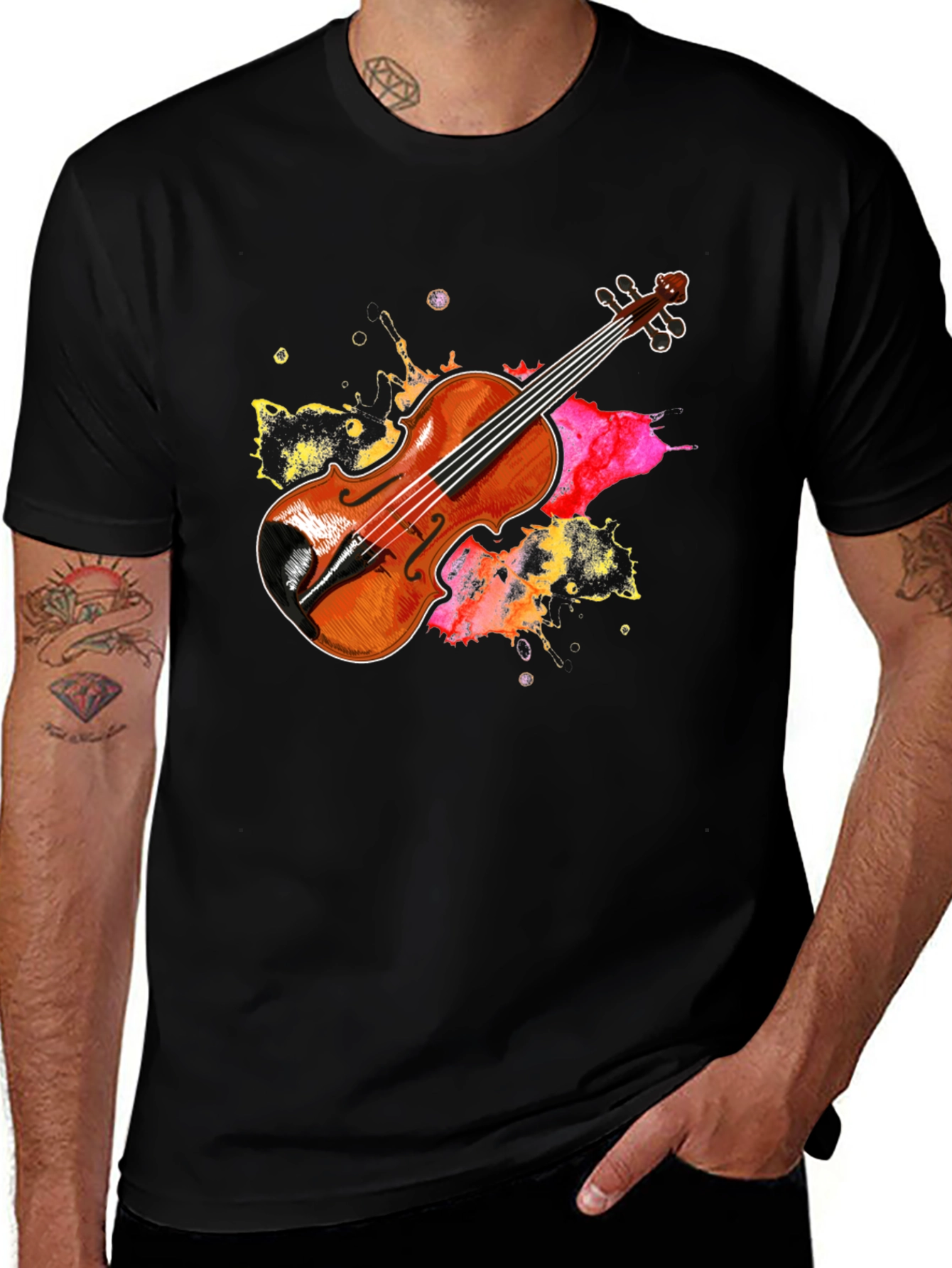 Variant 28 of Violin Splatter T-Shirt - Musical Instrument Tee
