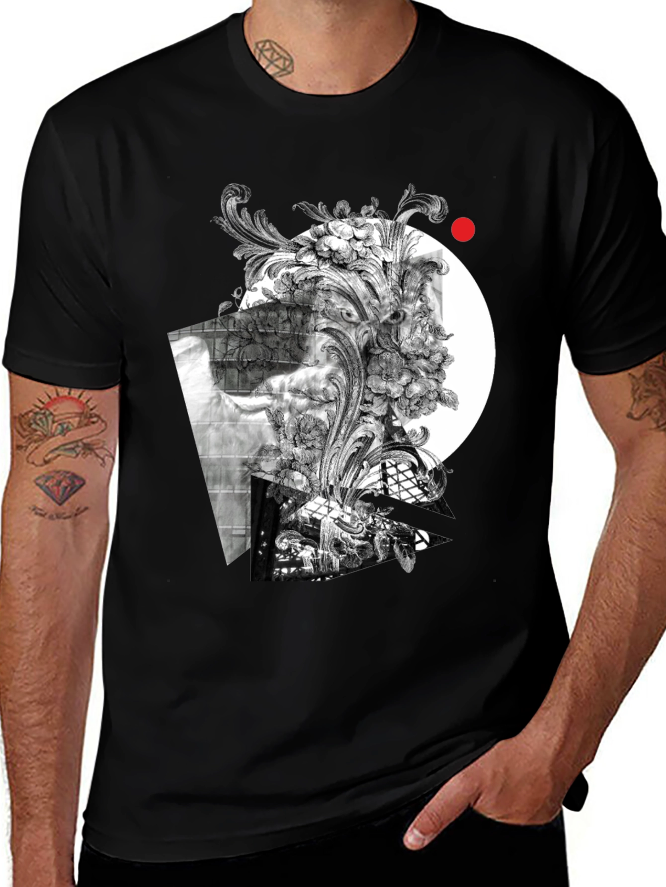 Variant 26 of Abstract Graphic Print Black T-Shirt