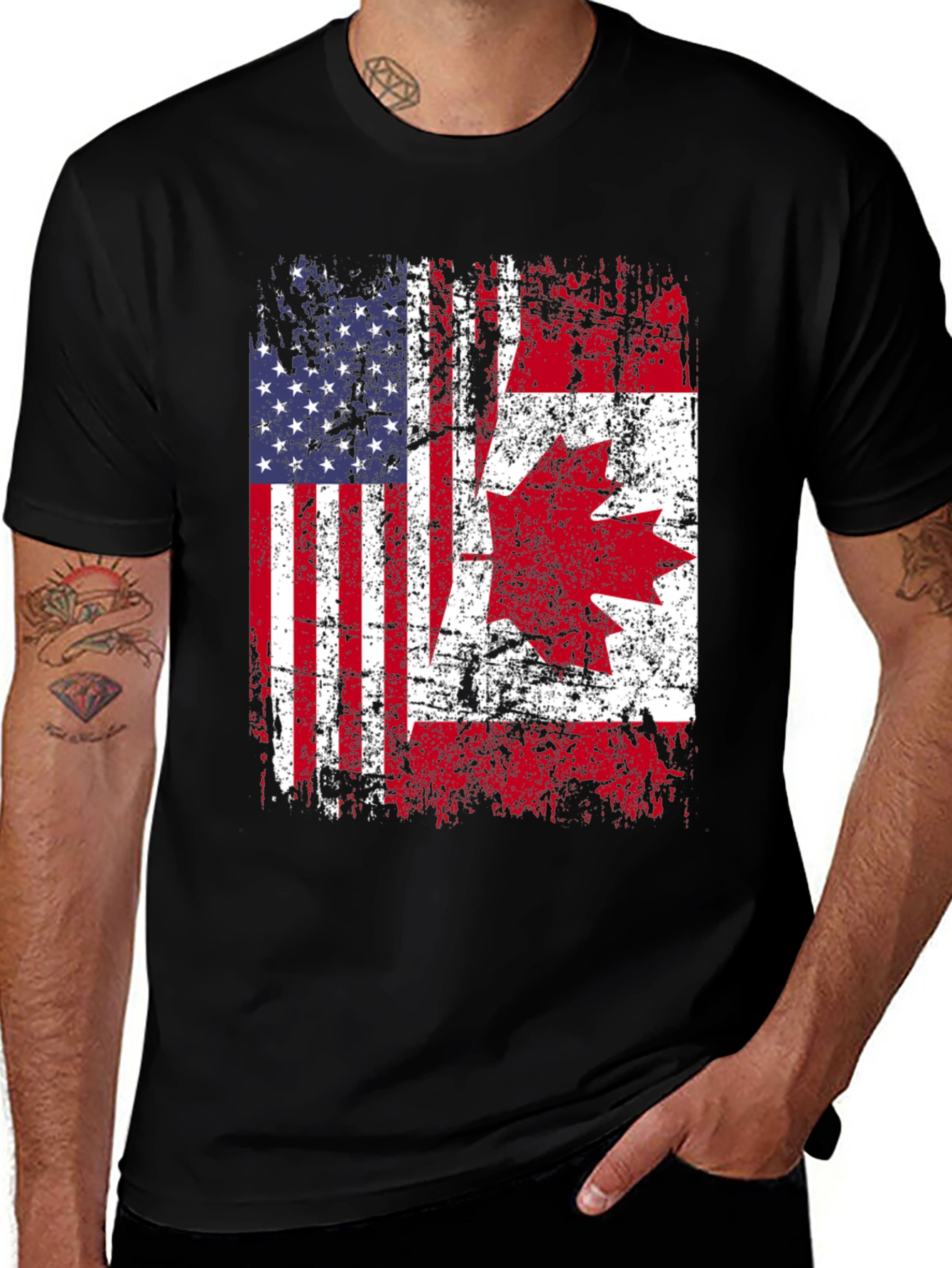 Variant 27 of USA Canada Flag T-Shirt - Patriotic Graphic Tee