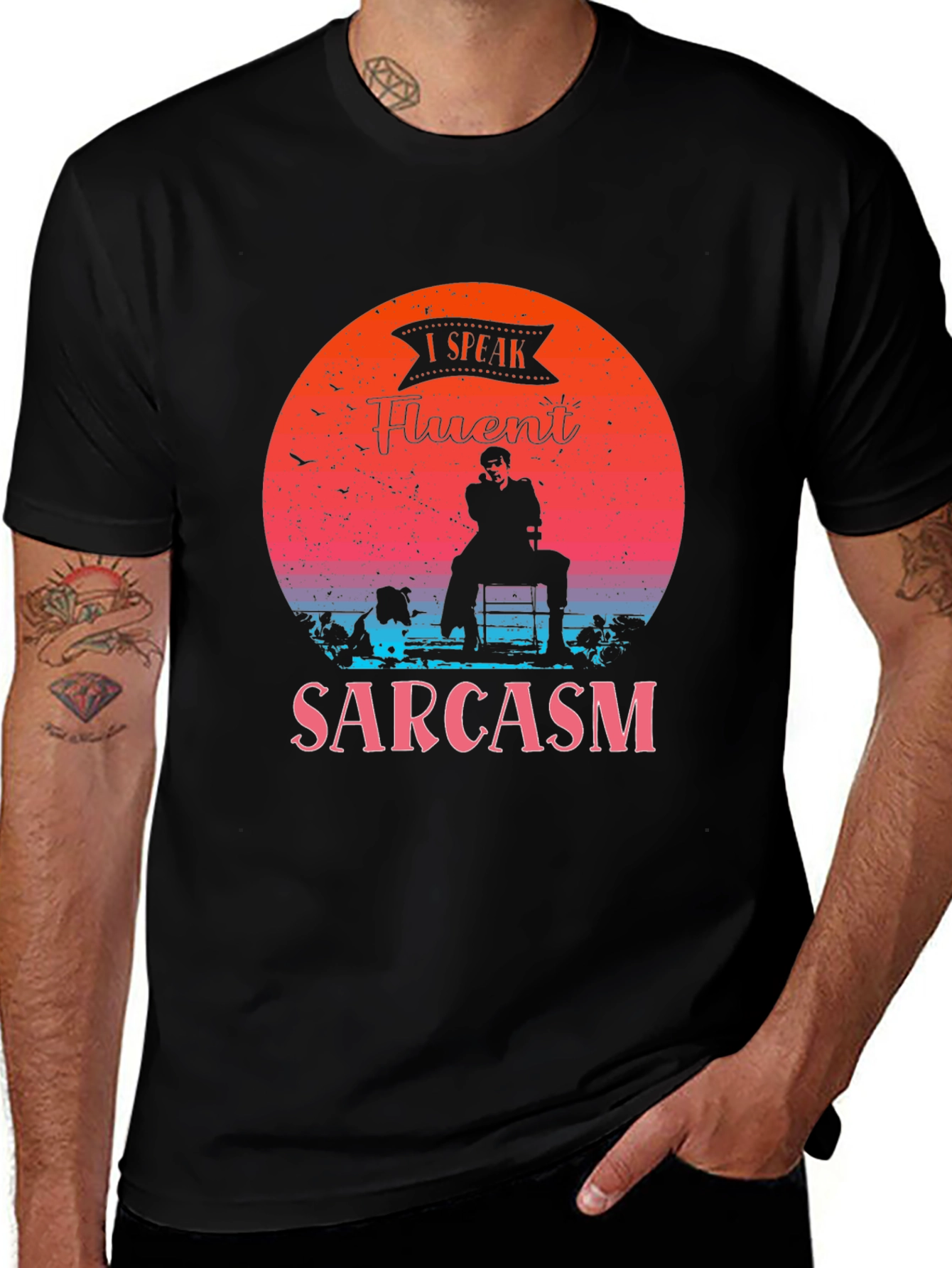 Variant 29 of Fluent Sarcasm Graphic Tee - Black Humor T-Shirt