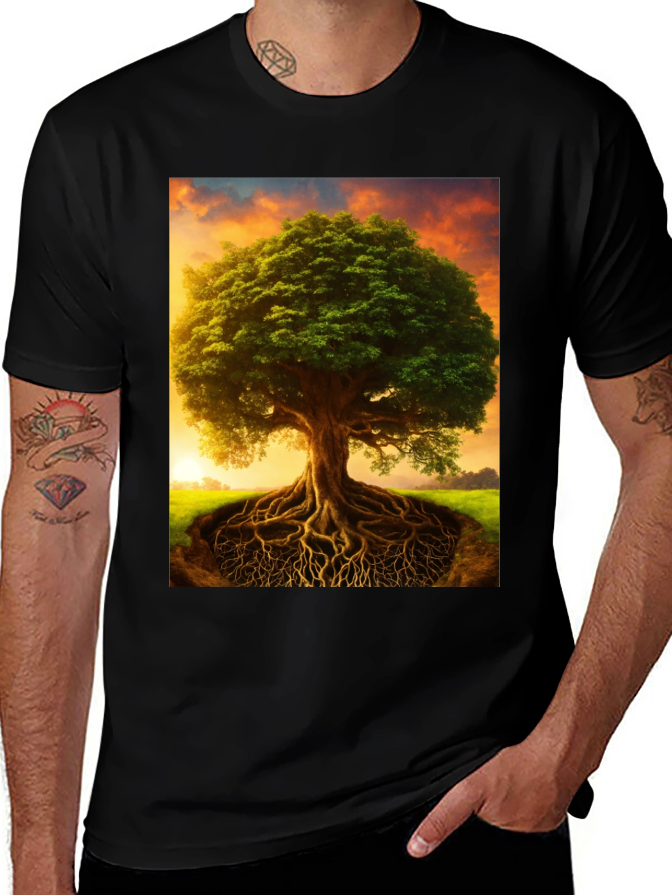 Variant 3 of Tree of Life Graphic Tee - Nature Inspired Design