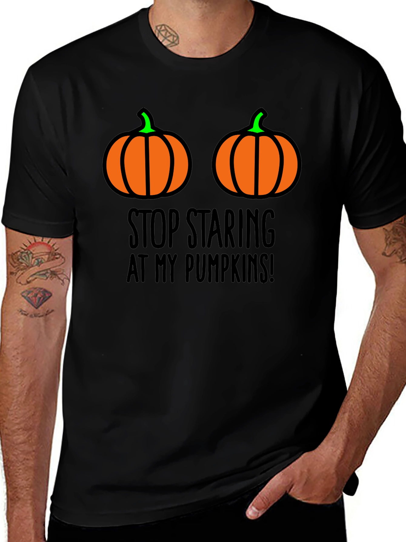 Funny Pumpkin T-Shirt - Stop Staring!