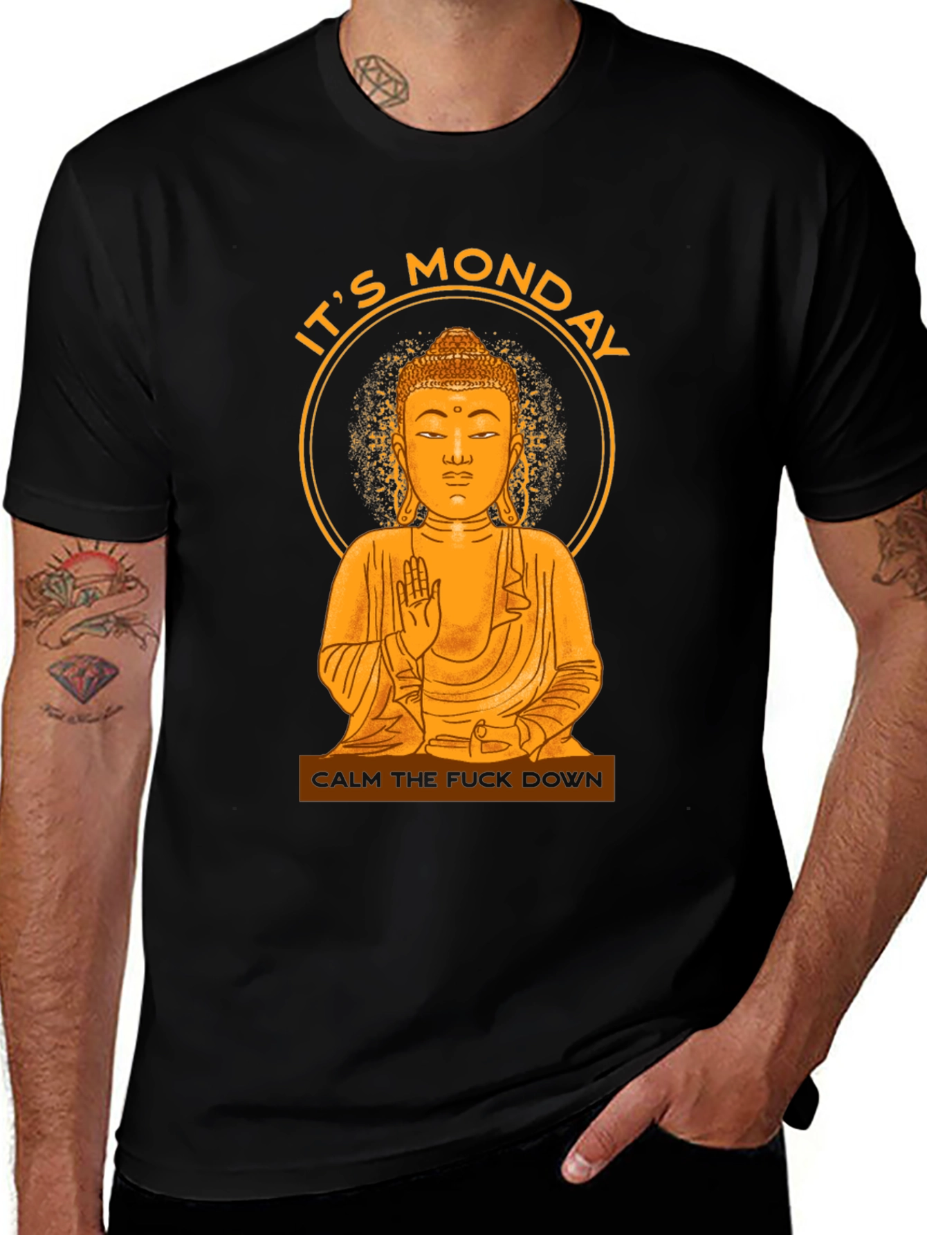 Variant 2 of It's Monday Buddha Graphic Tee - Calm Down