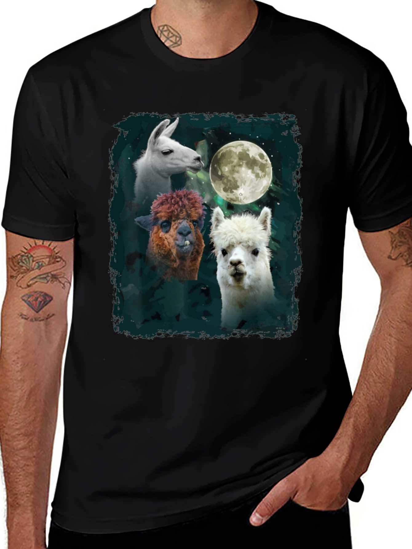 Variant 11 of Llama Moon T-Shirt - Unique Animal Graphic Tee