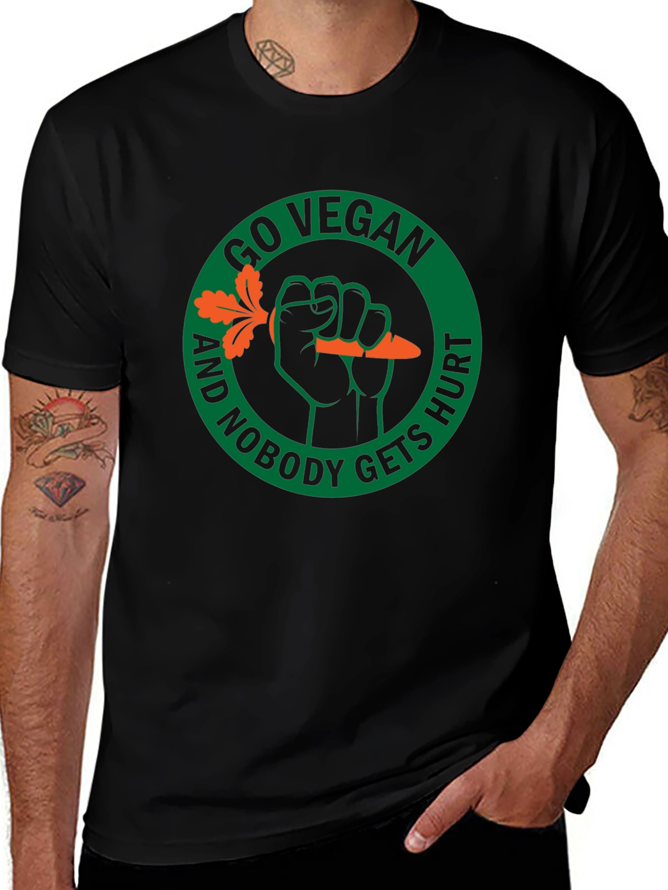 Variant 17 of Go Vegan T-Shirt - Carrot Power!