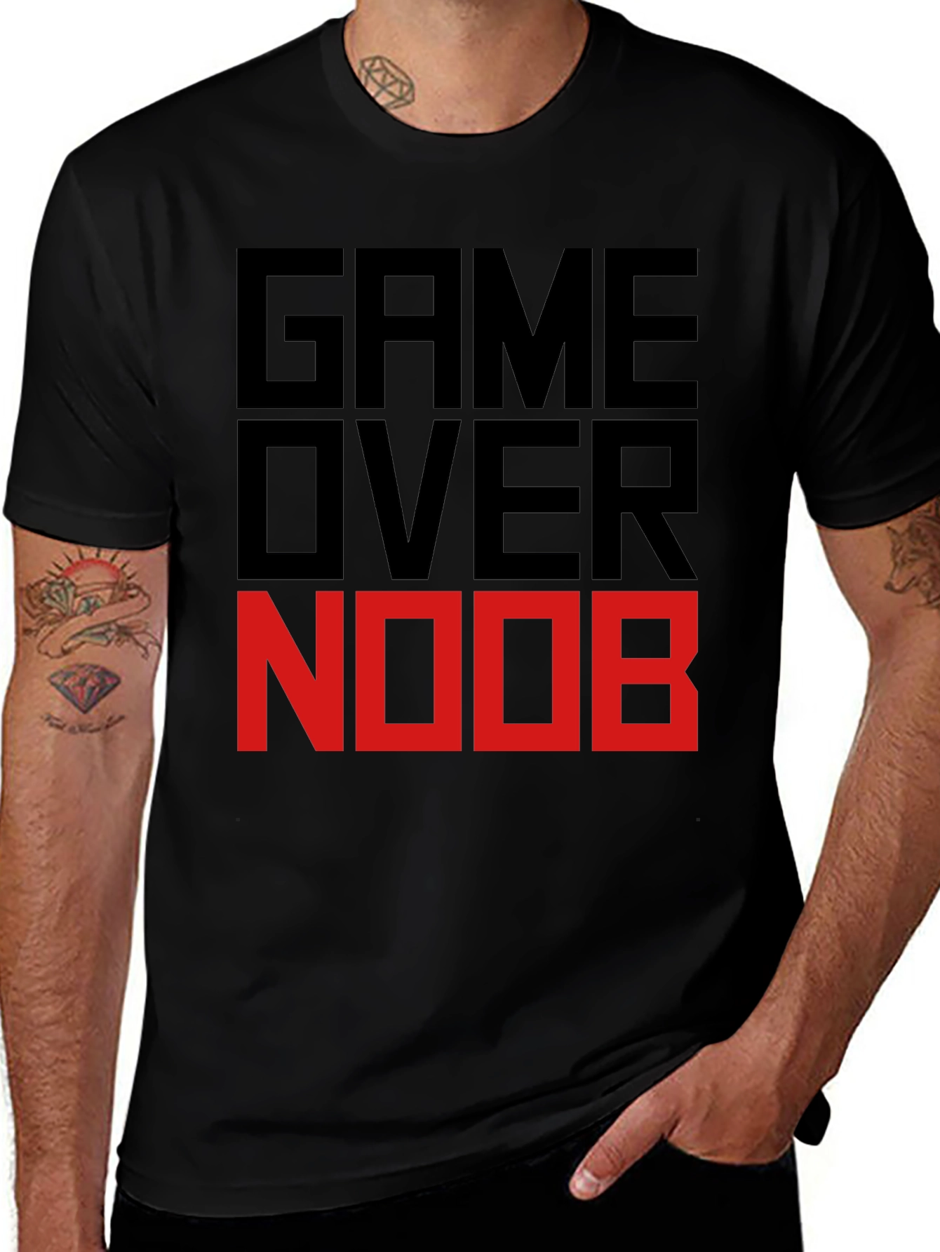 Variant 7 of Game Over Noob Black T-Shirt
