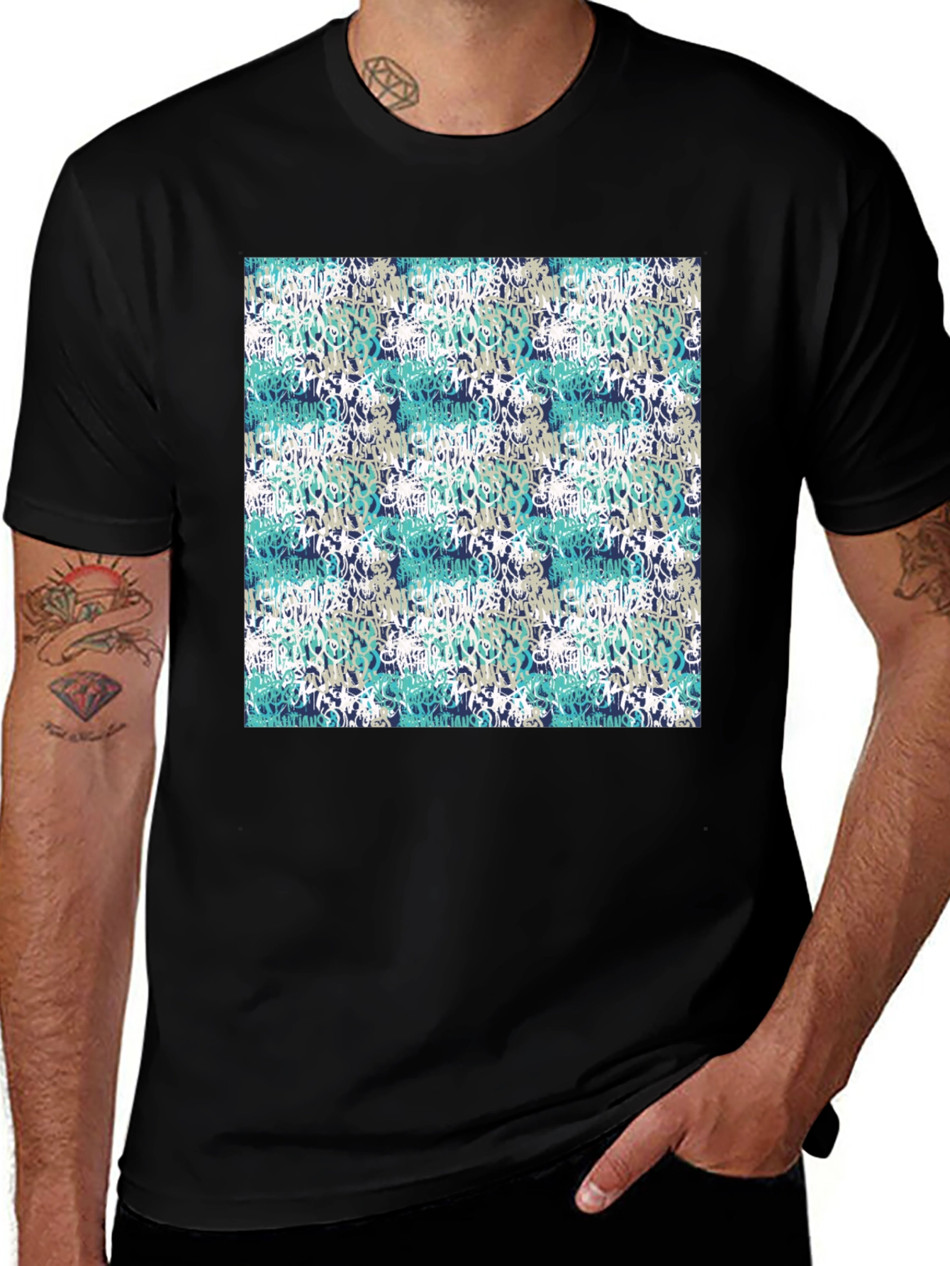 Variant 14 of Graffiti Print Black T-Shirt - Urban Style