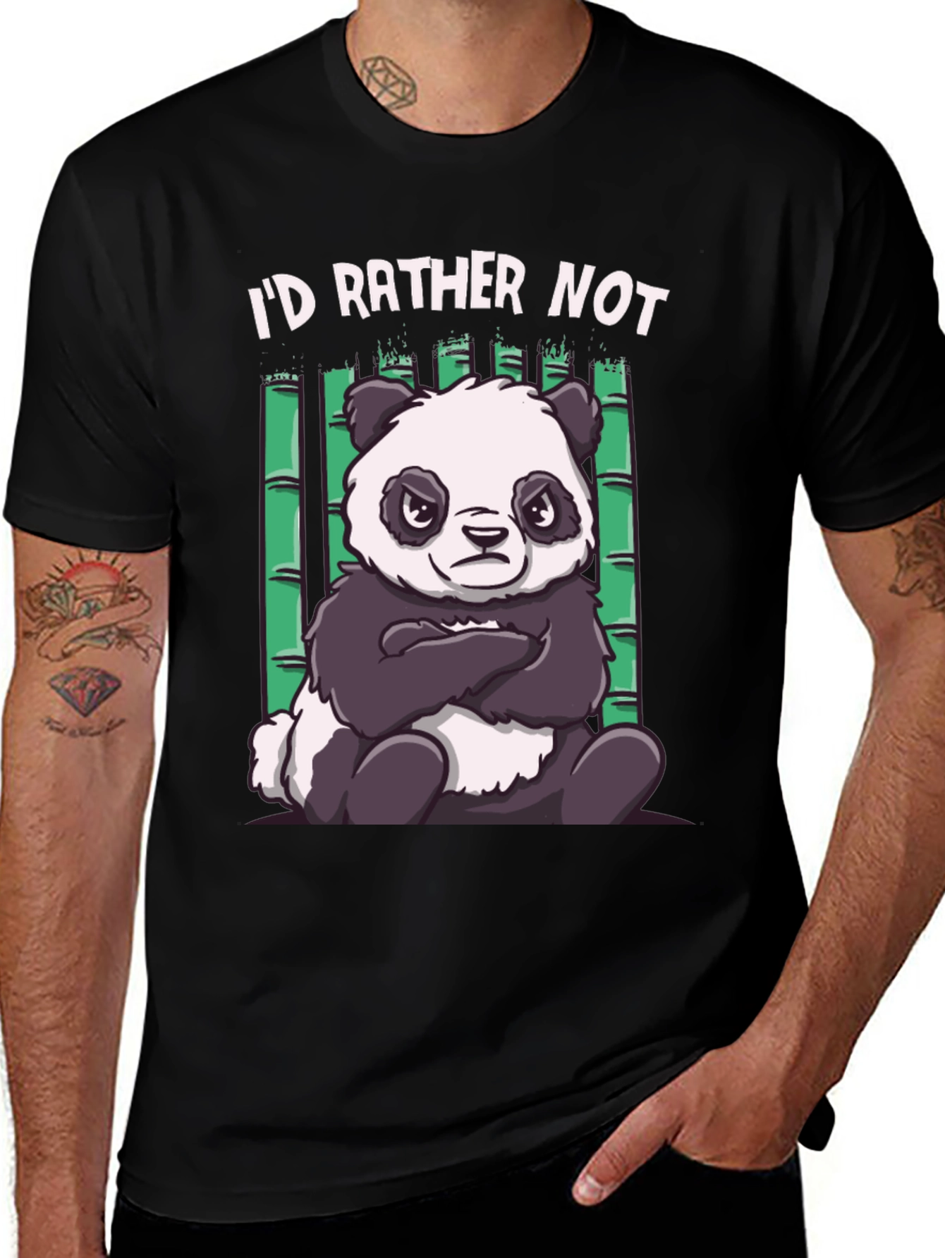 Variant 27 of Grumpy Panda T-Shirt - "I'd Rather Not" Funny Graphic Tee