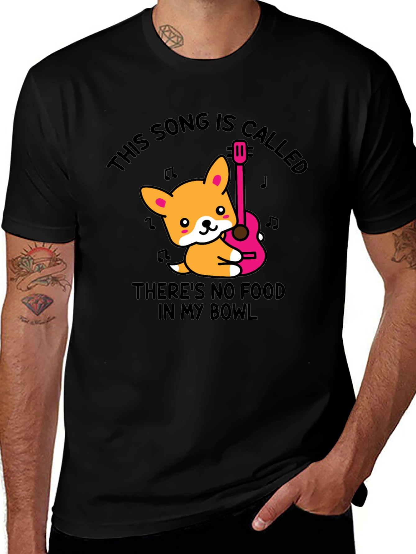 Variant 29 of Corgi Guitar Song Black T-Shirt