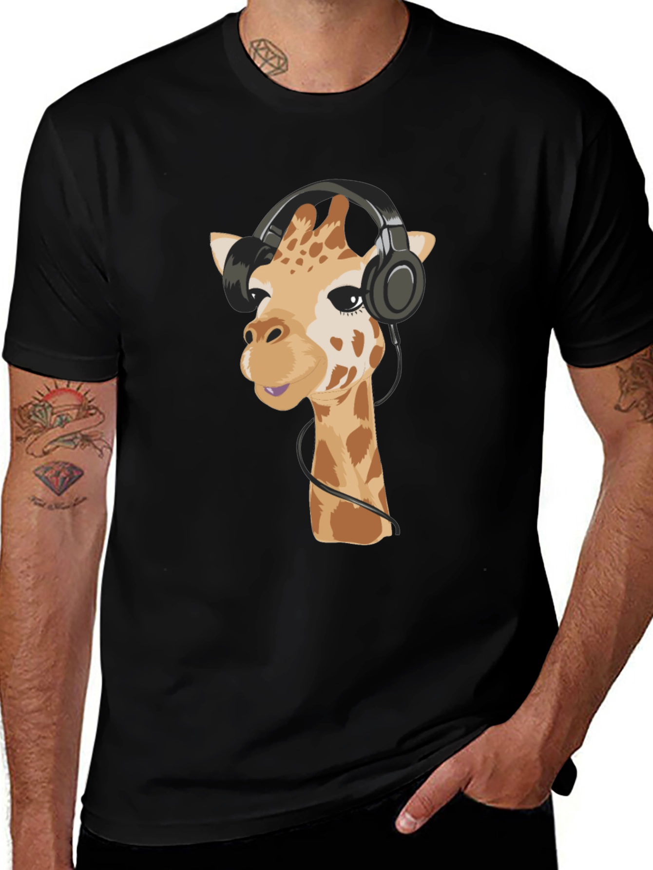 Variant 30 of Giraffe Headphone Graphic Tee