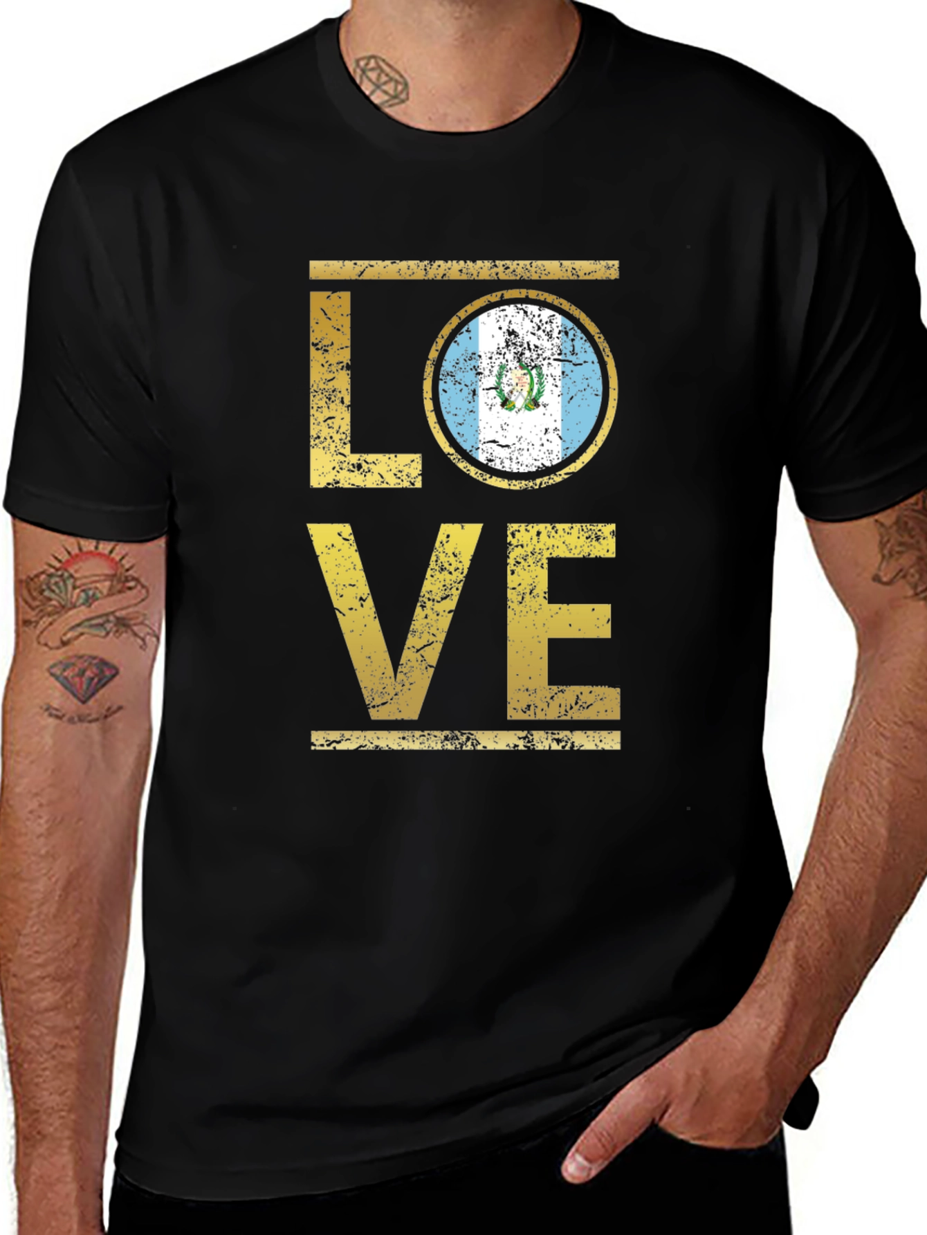 Guatemala Flag LOVE T-Shirt - Distressed Graphic Tee