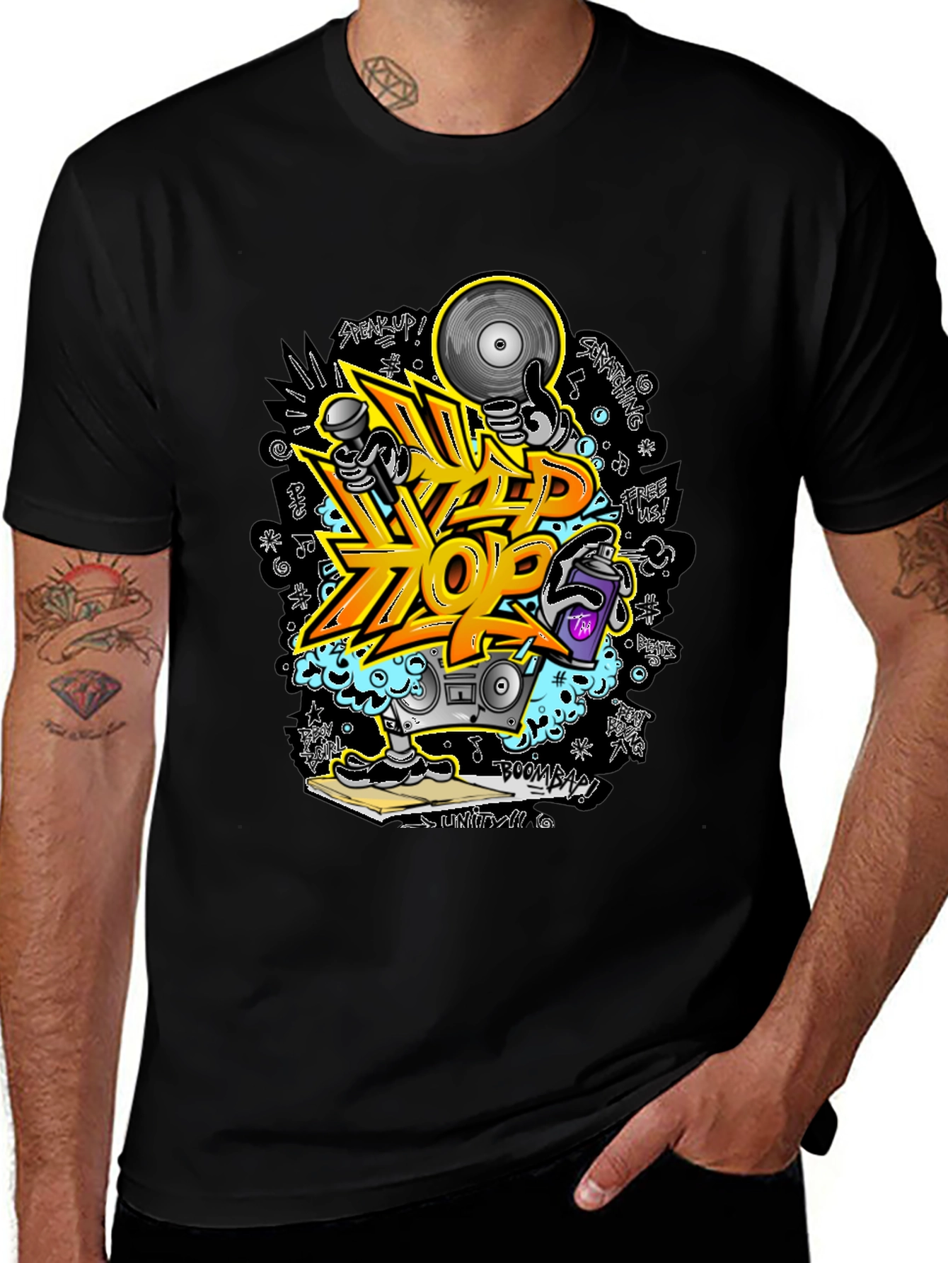 Variant 22 of Cool Hip Hop Graphic Print Black T-Shirt