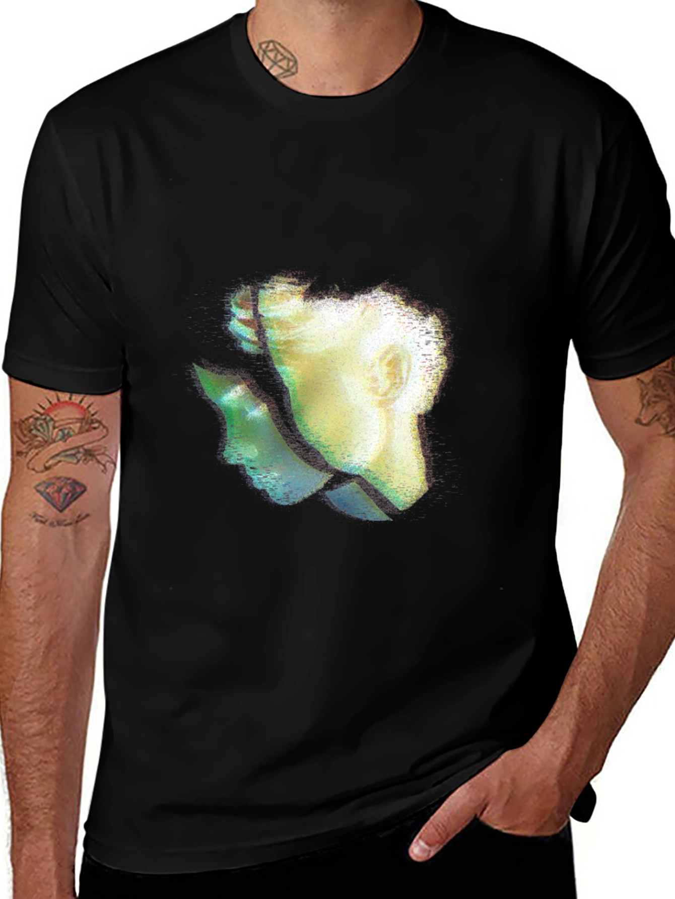 Variant 20 of Abstract Two-Face Graphic Black T-Shirt