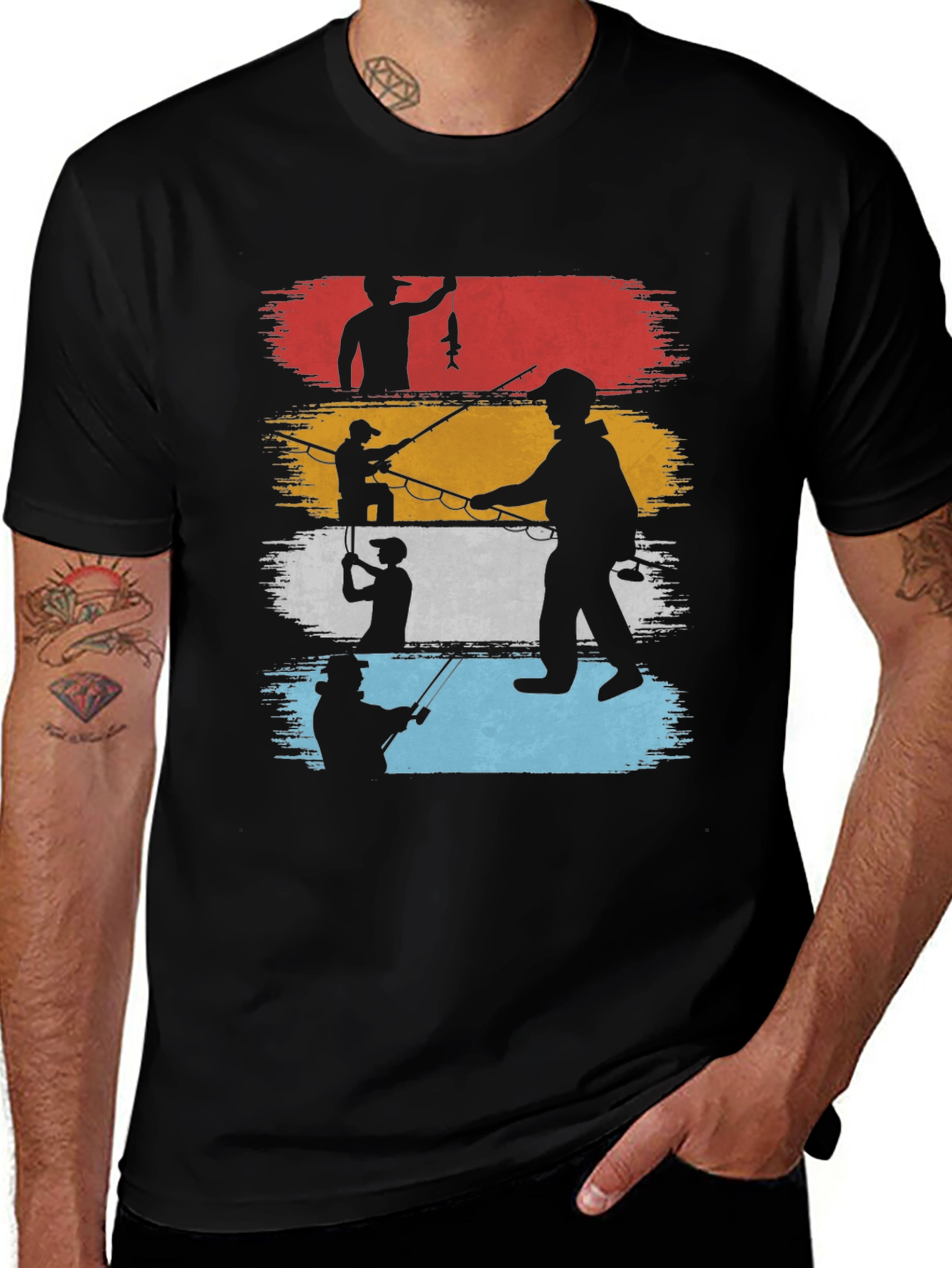 Vintage Fishing Silhouette T-Shirt for Anglers