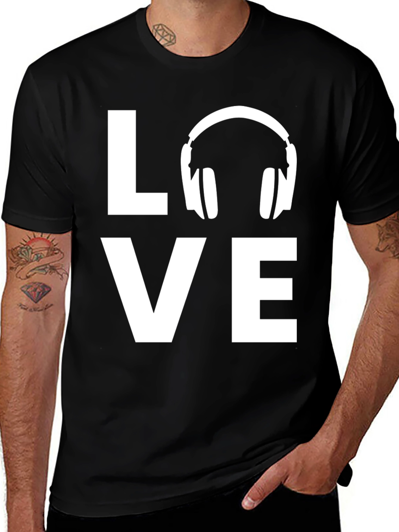 Variant 11 of Love Music Graphic Tee - Stylish Black T-Shirt