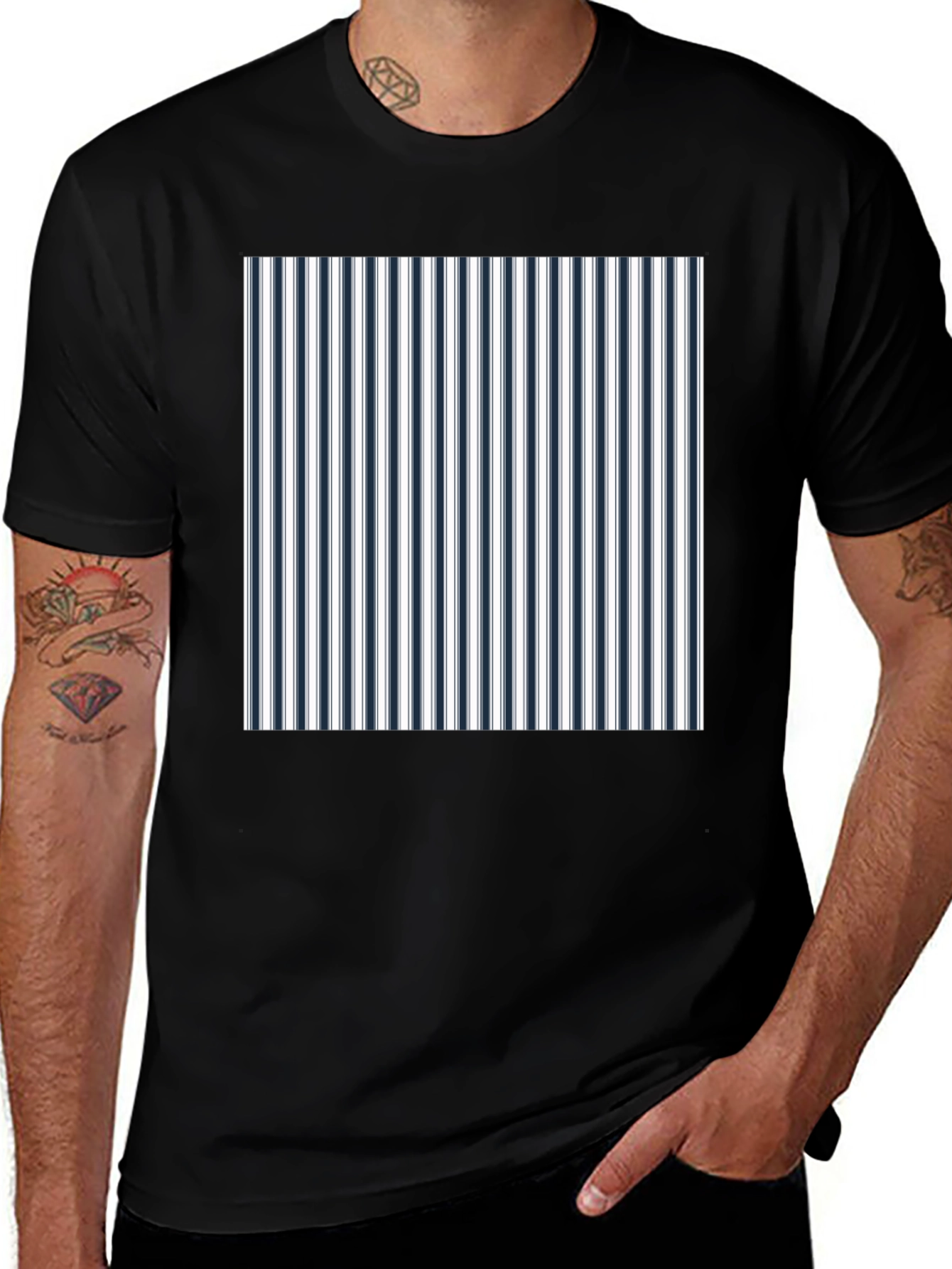 Variant 3 of Striped Tee - Black with Bold Stripe Design