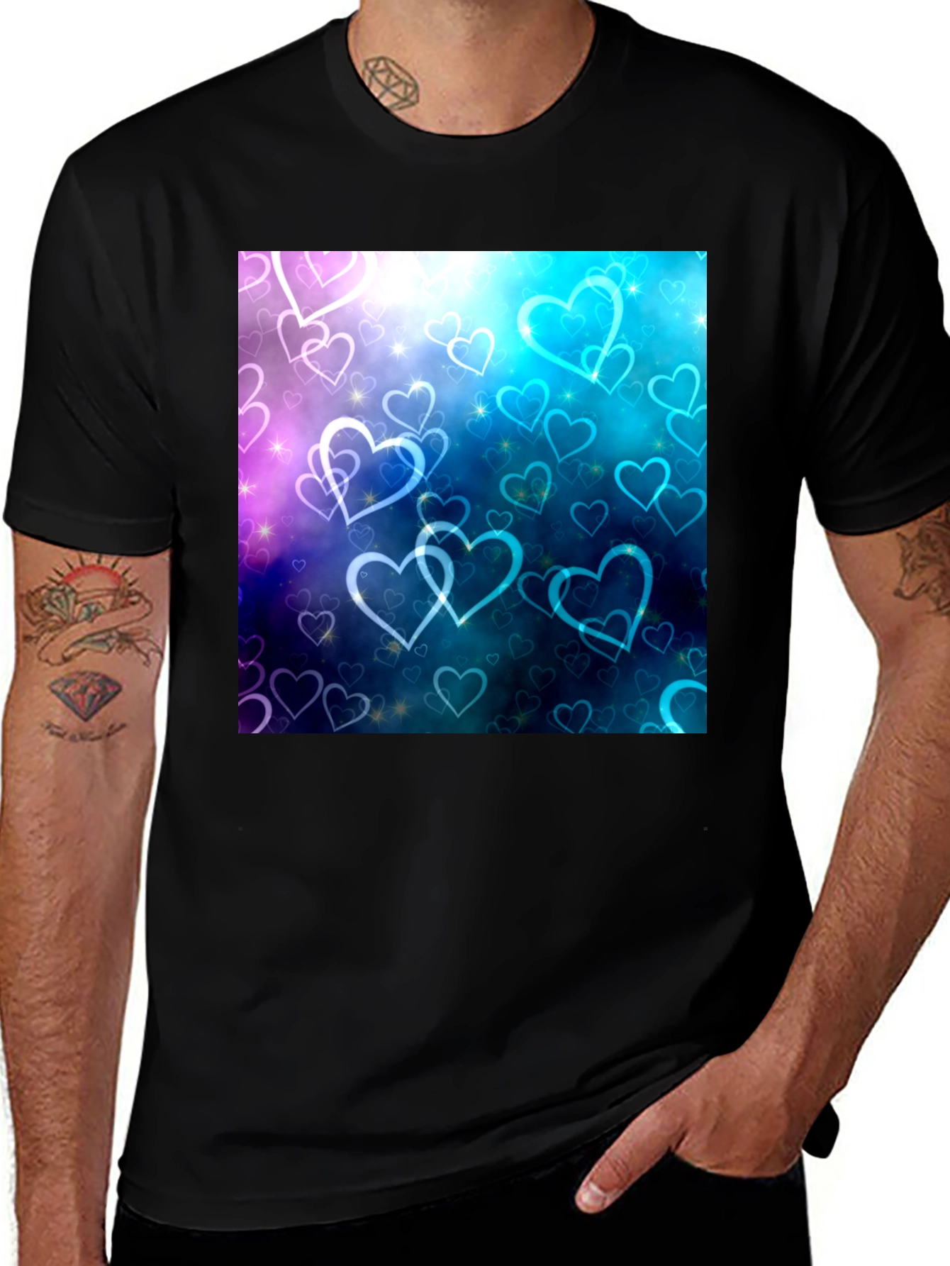Variant 26 of Hearts Design Black T-Shirt