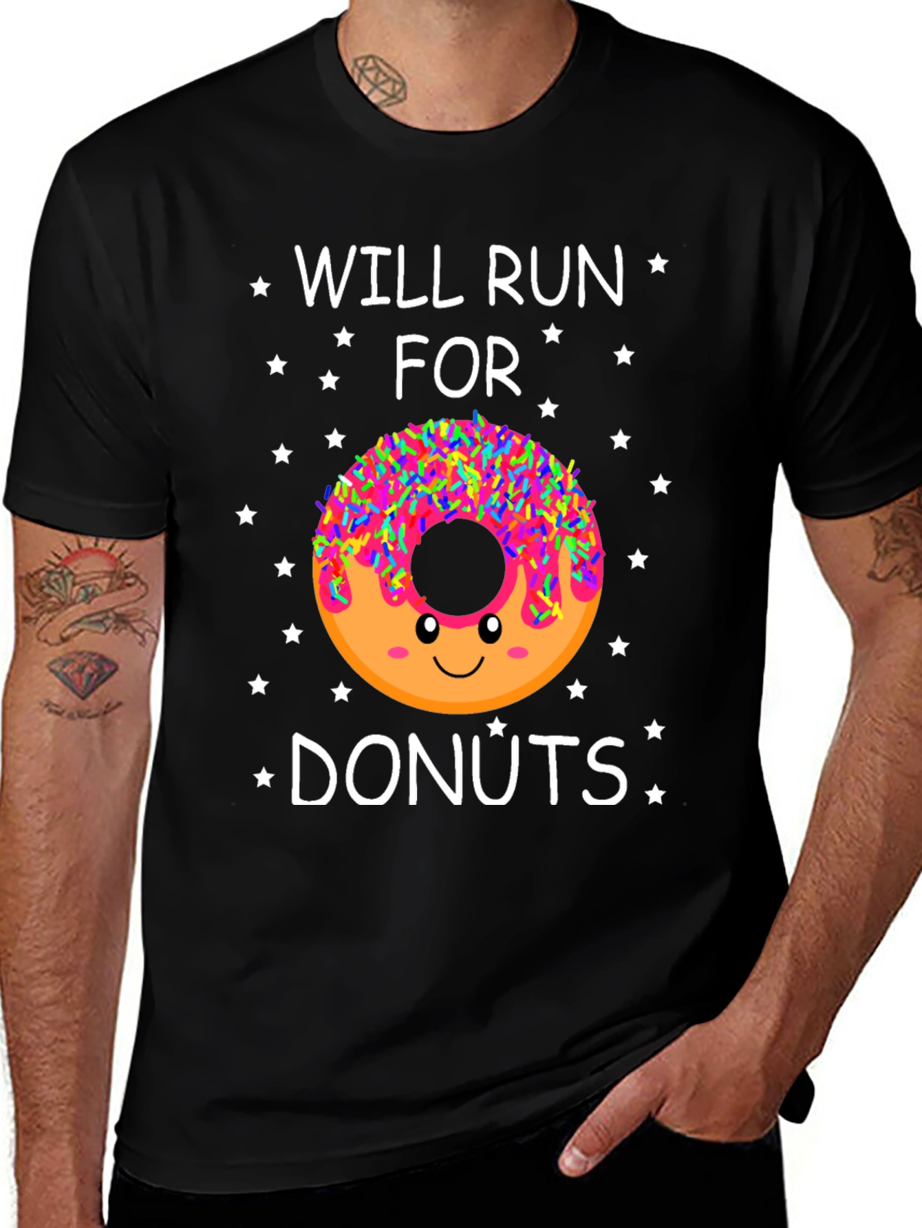 Variant 20 of Will Run for Donuts T-Shirt - Funny Dessert Lover Tee