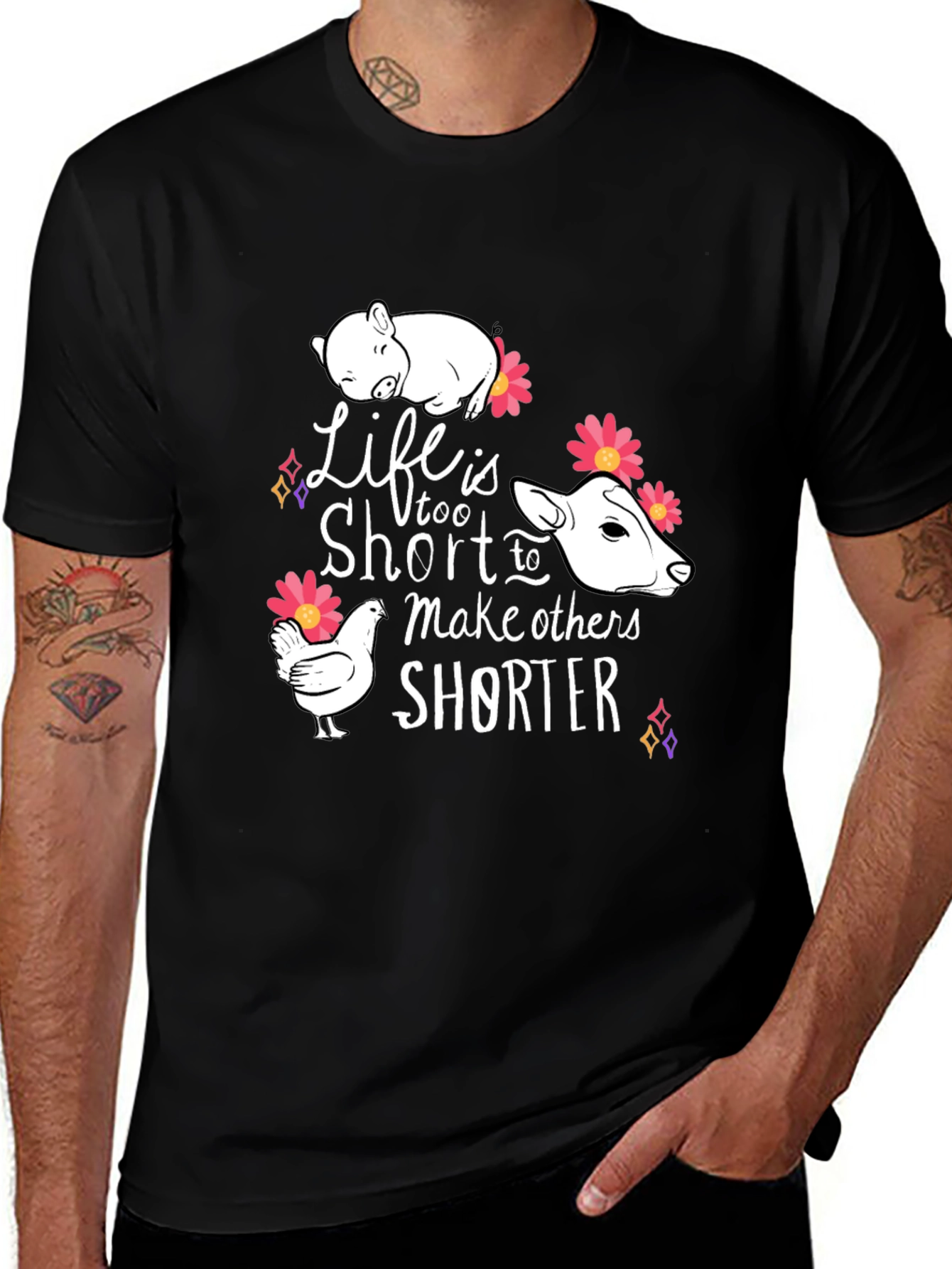 Variant 6 of Life is Too Short T-Shirt Animal Rights Tee