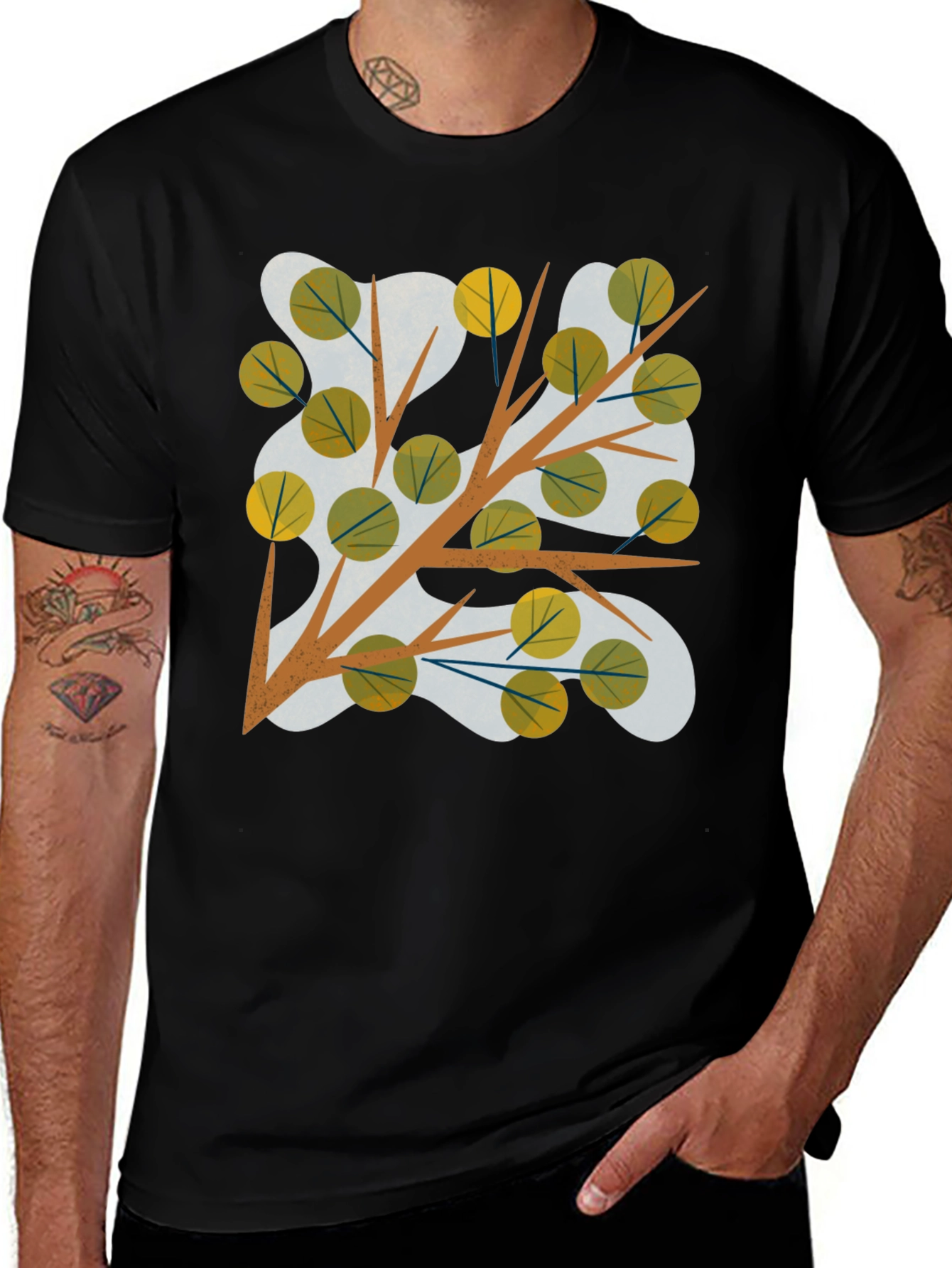 Variant 5 of Abstract Tree Branch Graphic Tee - Modern Style