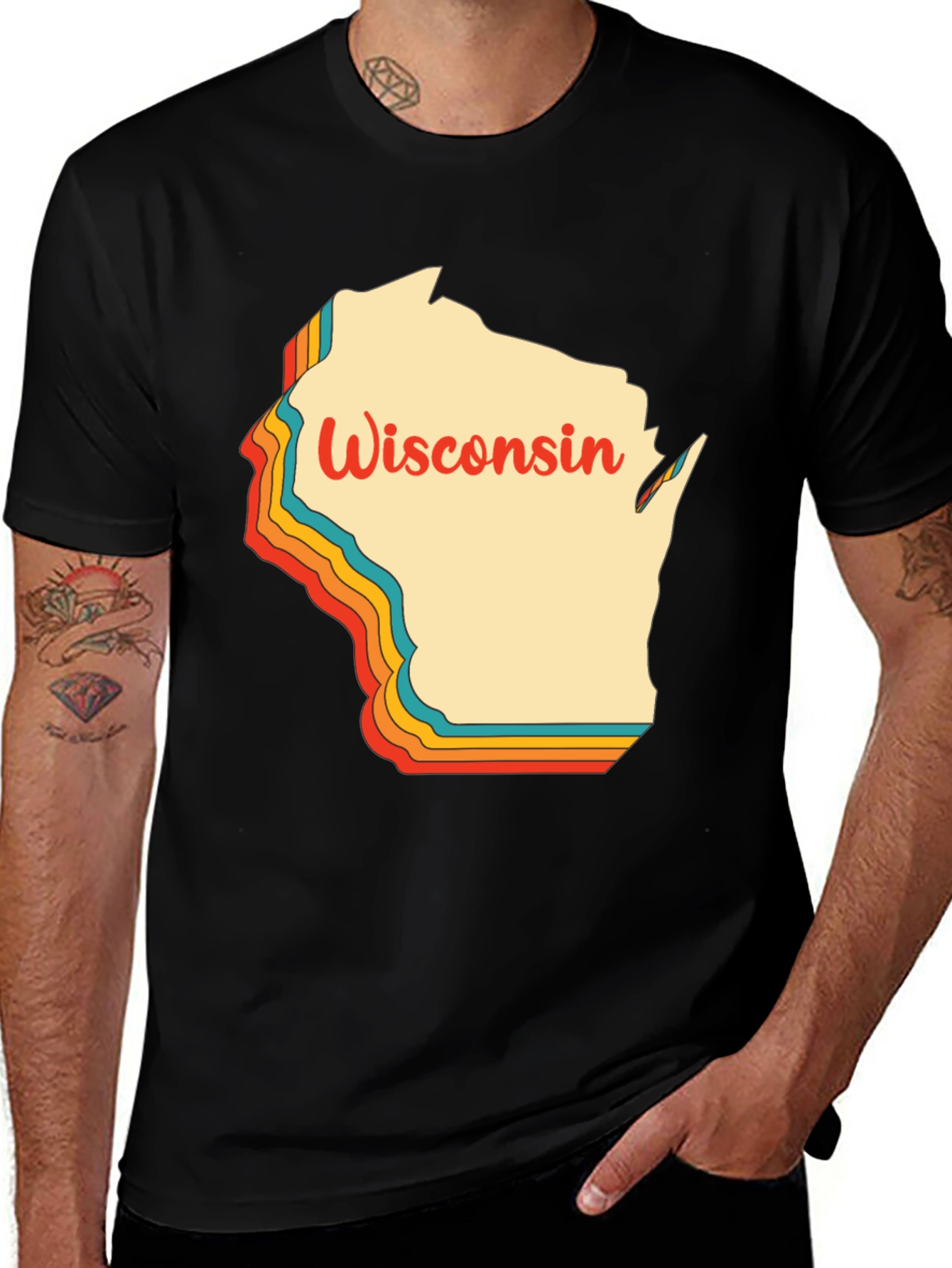 Retro Wisconsin State Graphic T-Shirt