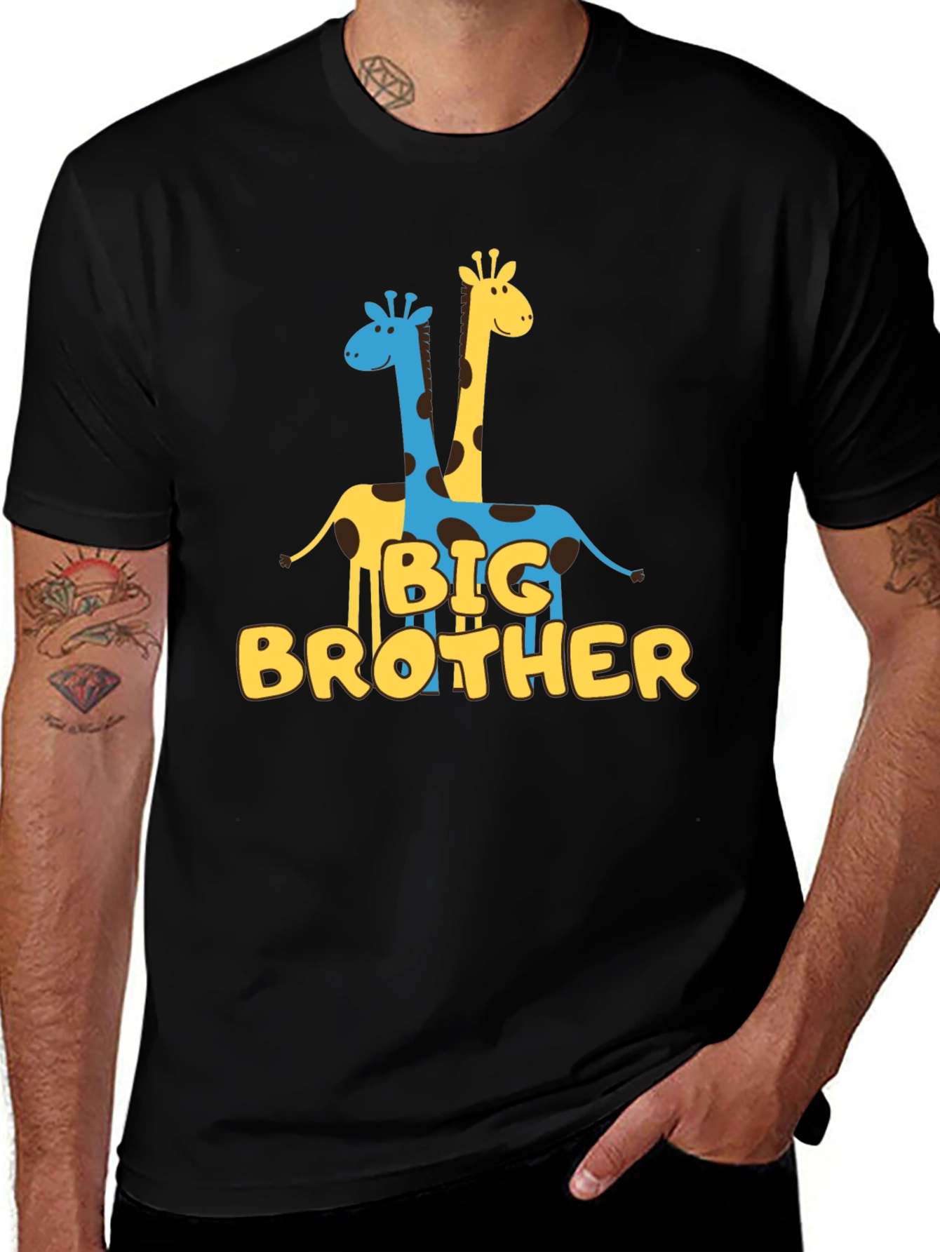 Variant 23 of Big Brother Giraffe Graphic Tee - Black Crew Neck