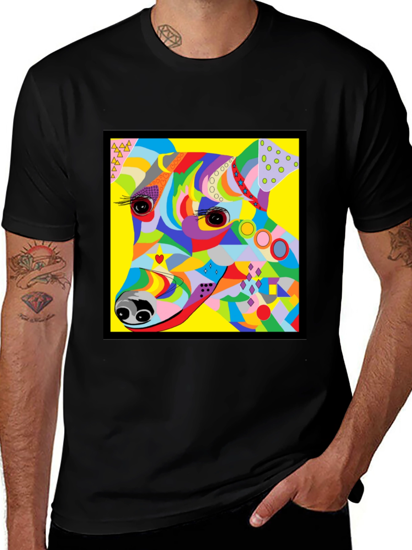 Variant 4 of Colorful Dog Graphic Tee - Artistic Pup Print