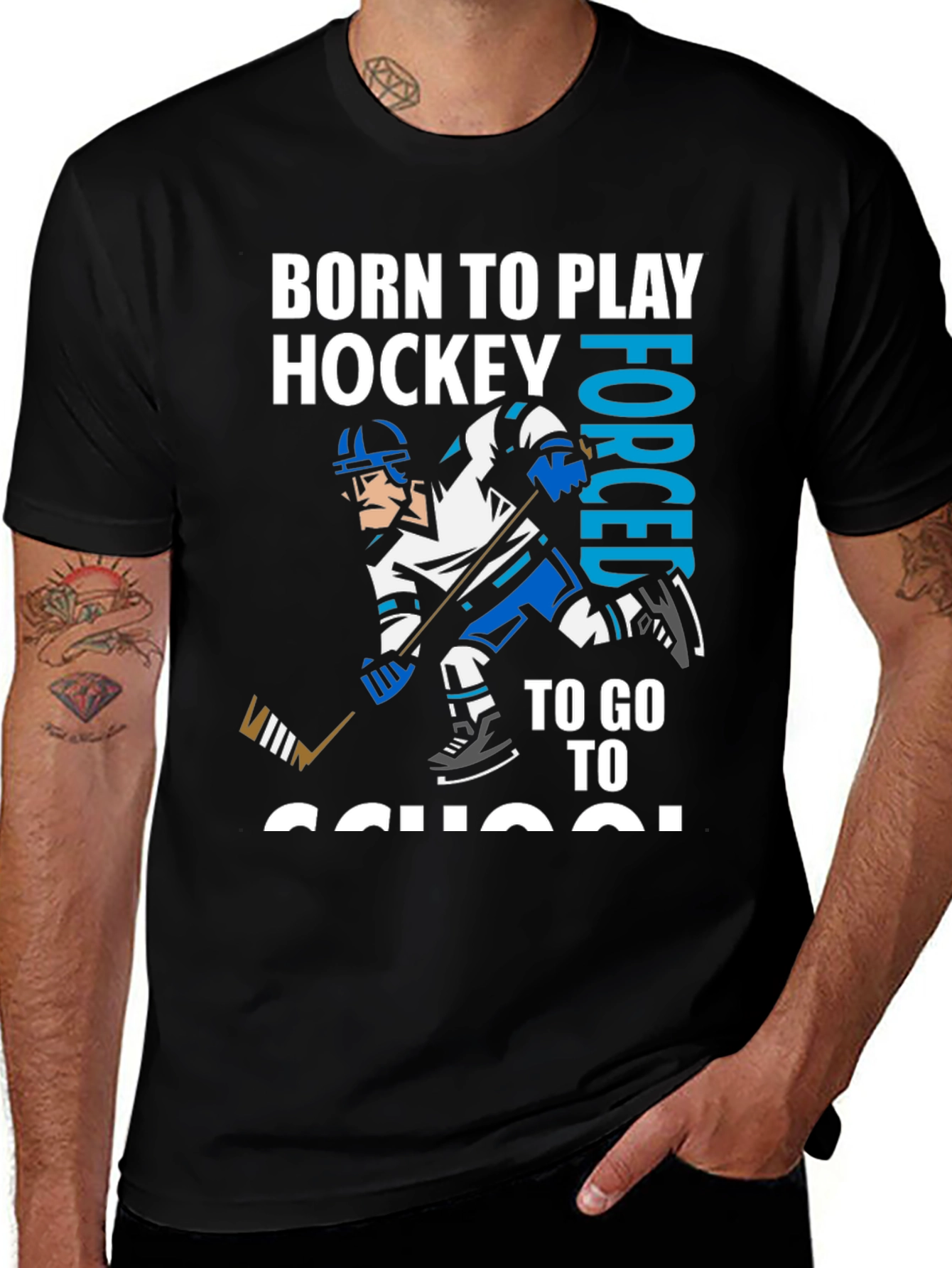 Black Born To Play Hockey T-Shirt main image