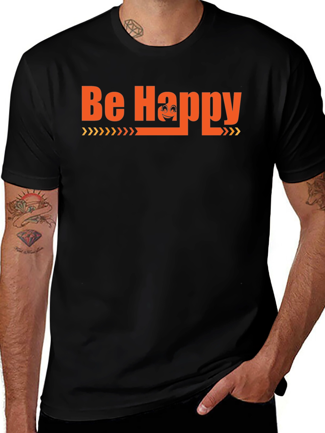 Variant 22 of Be Happy Graphic Tee - Black