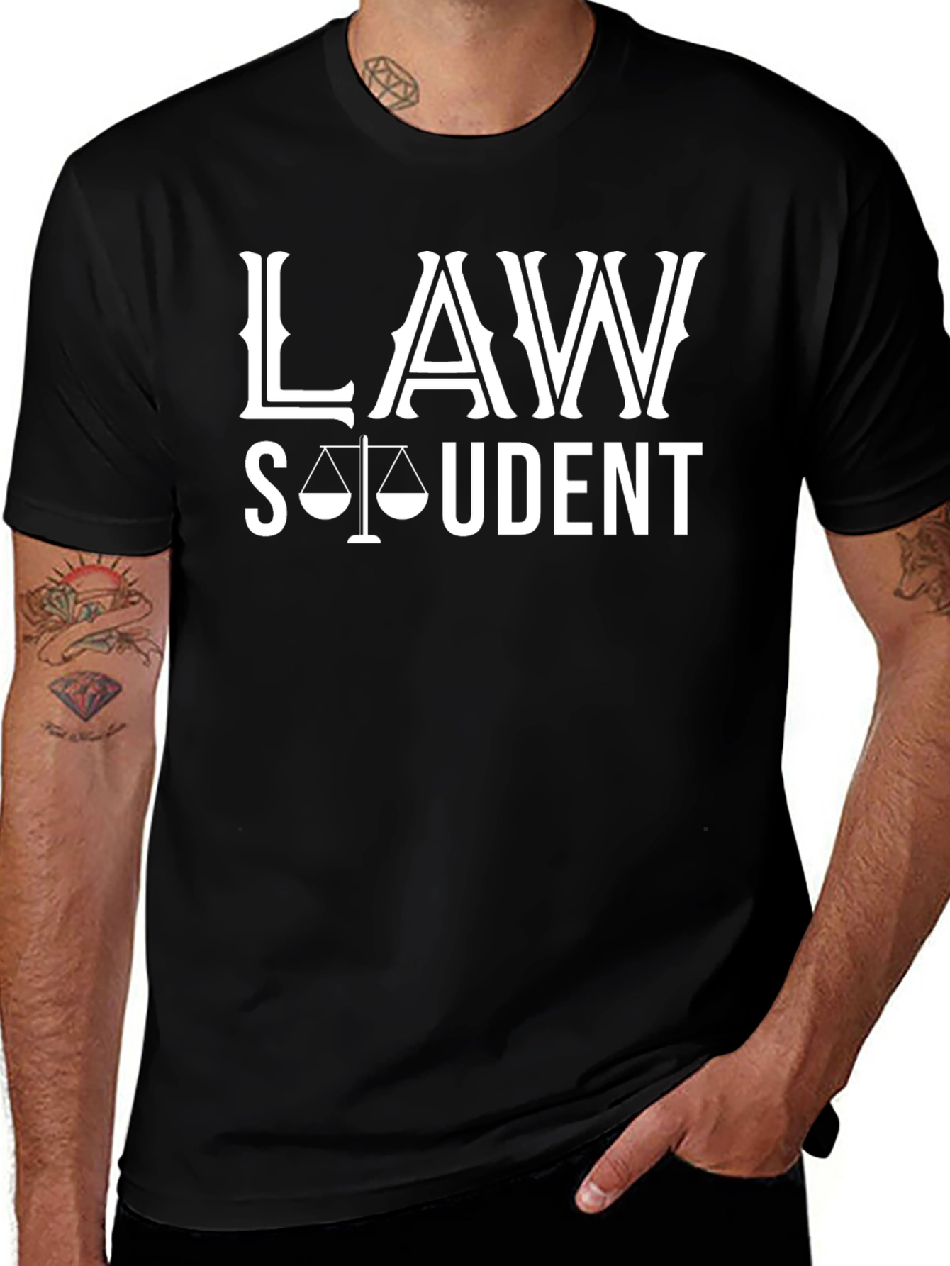 Variant 15 of Law Student Graphic Tee - Black Cotton Blend