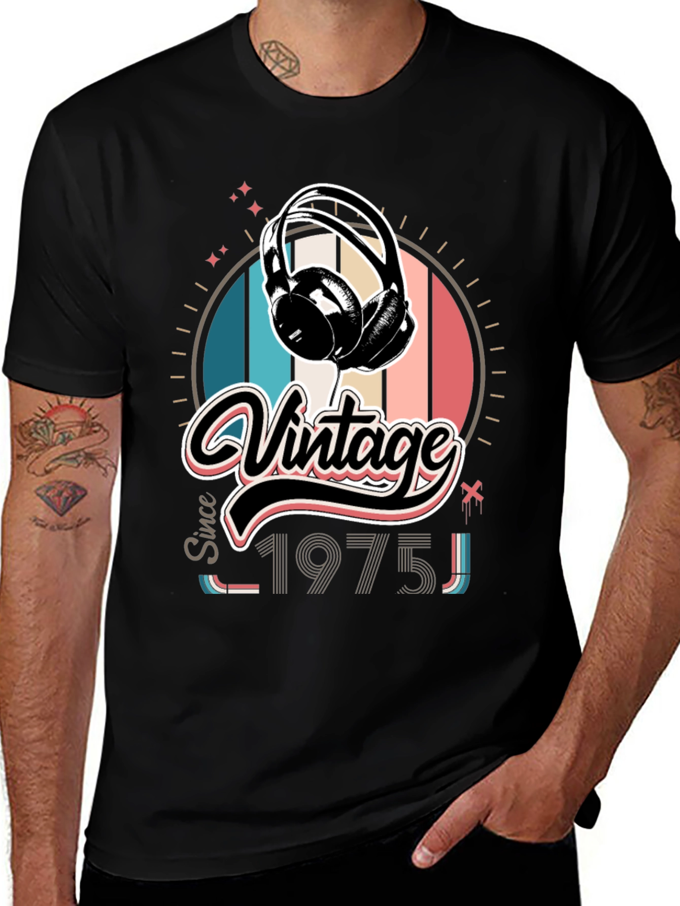 Variant 28 of Vintage 1975 Headphones Graphic T-Shirt