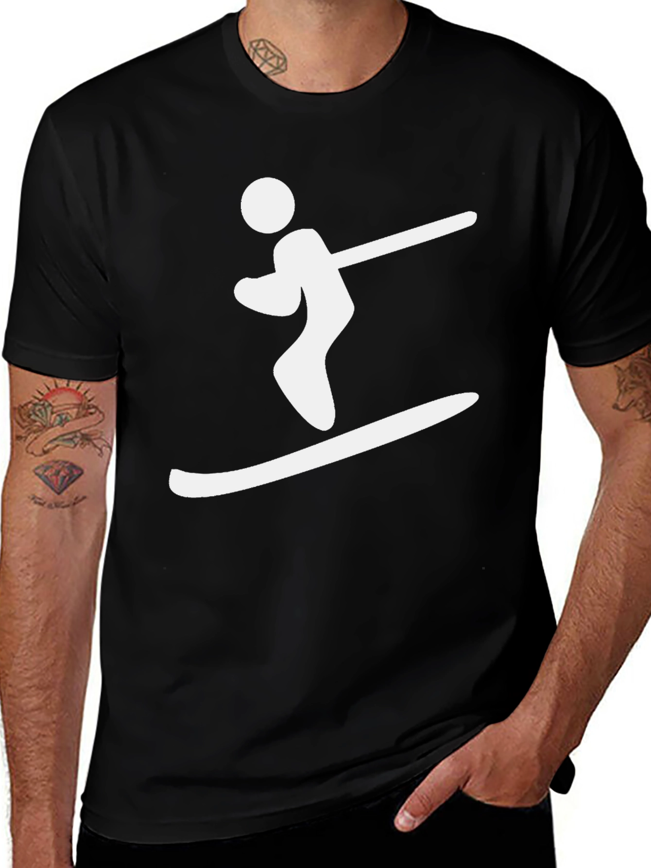 Variant 27 of Skier Graphic Tee - Black Cotton T-Shirt