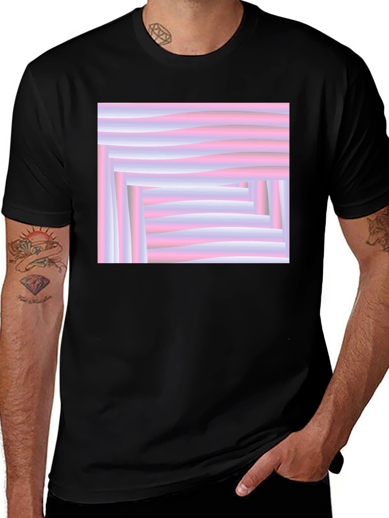 Abstract Pink and White T-Shirt