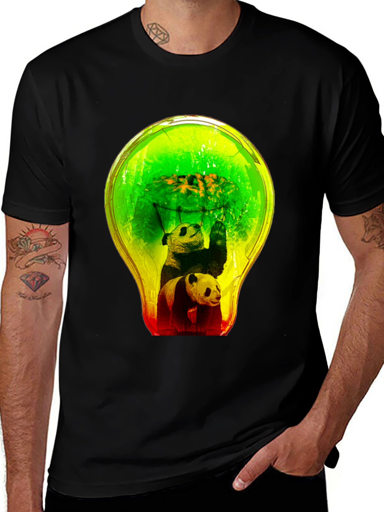 Variant 27 of Panda Lightbulb Graphic Tee - Unique Animal Print T-Shirt
