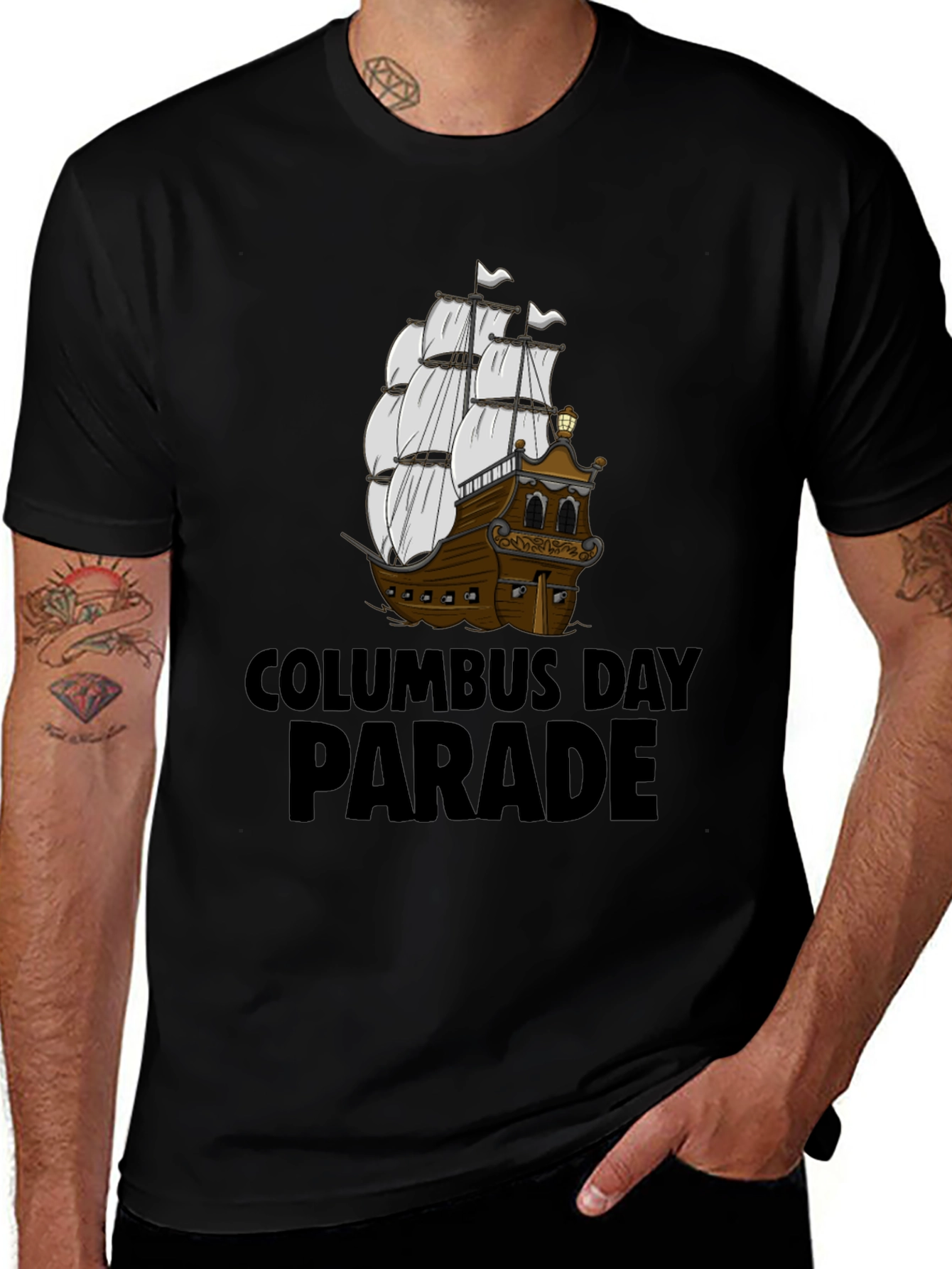 Columbus Day Parade T-Shirt - Nautical Ship Design