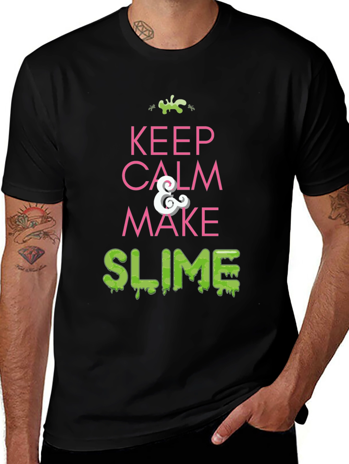 Variant 2 of Keep Calm & Make Slime Black T-Shirt - Funny DIY Craft Tee