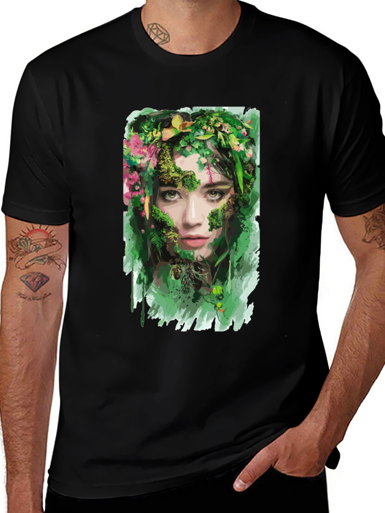 Variant 21 of Nature Goddess Graphic T-Shirt - Black